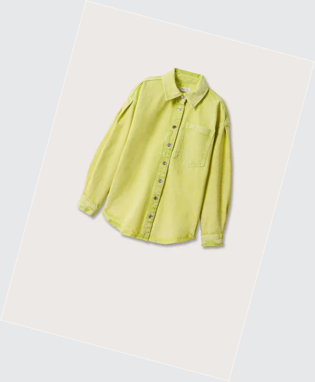 Overshirt Mango Oversized Denim Damske Lime | SK861255