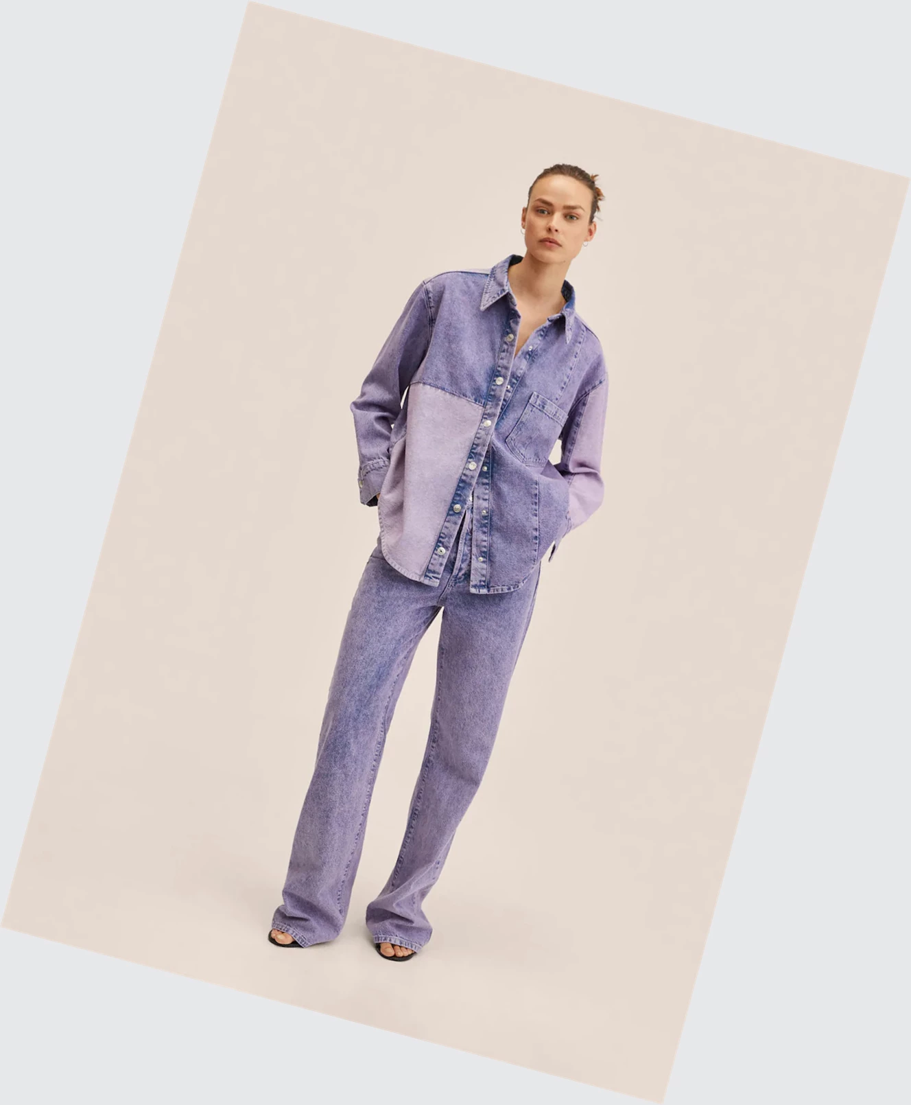 Overshirt Mango Oversized Denim Damske Ruzove | SK861248