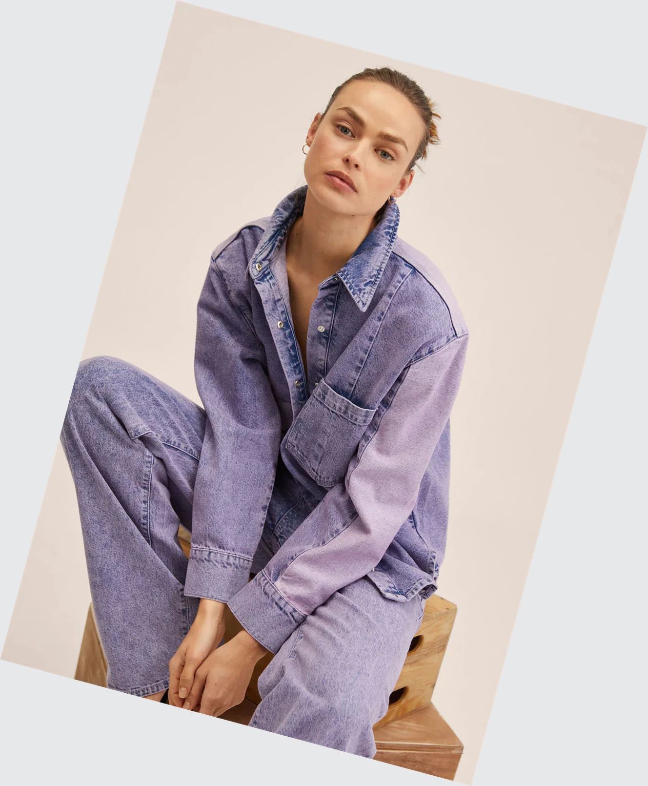 Overshirt Mango Oversized Denim Damske Ruzove | SK861248