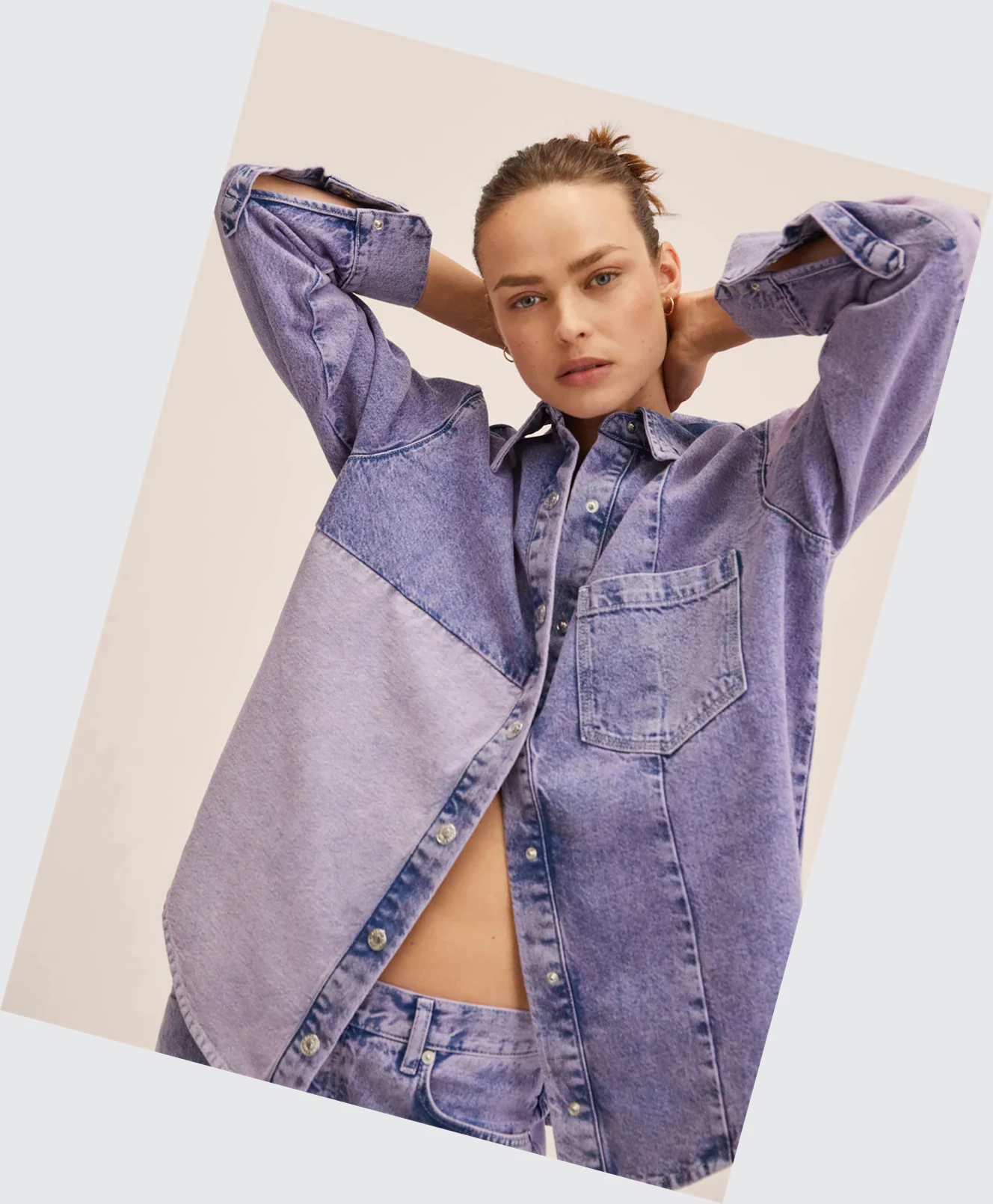 Overshirt Mango Oversized Denim Damske Ruzove | SK861248