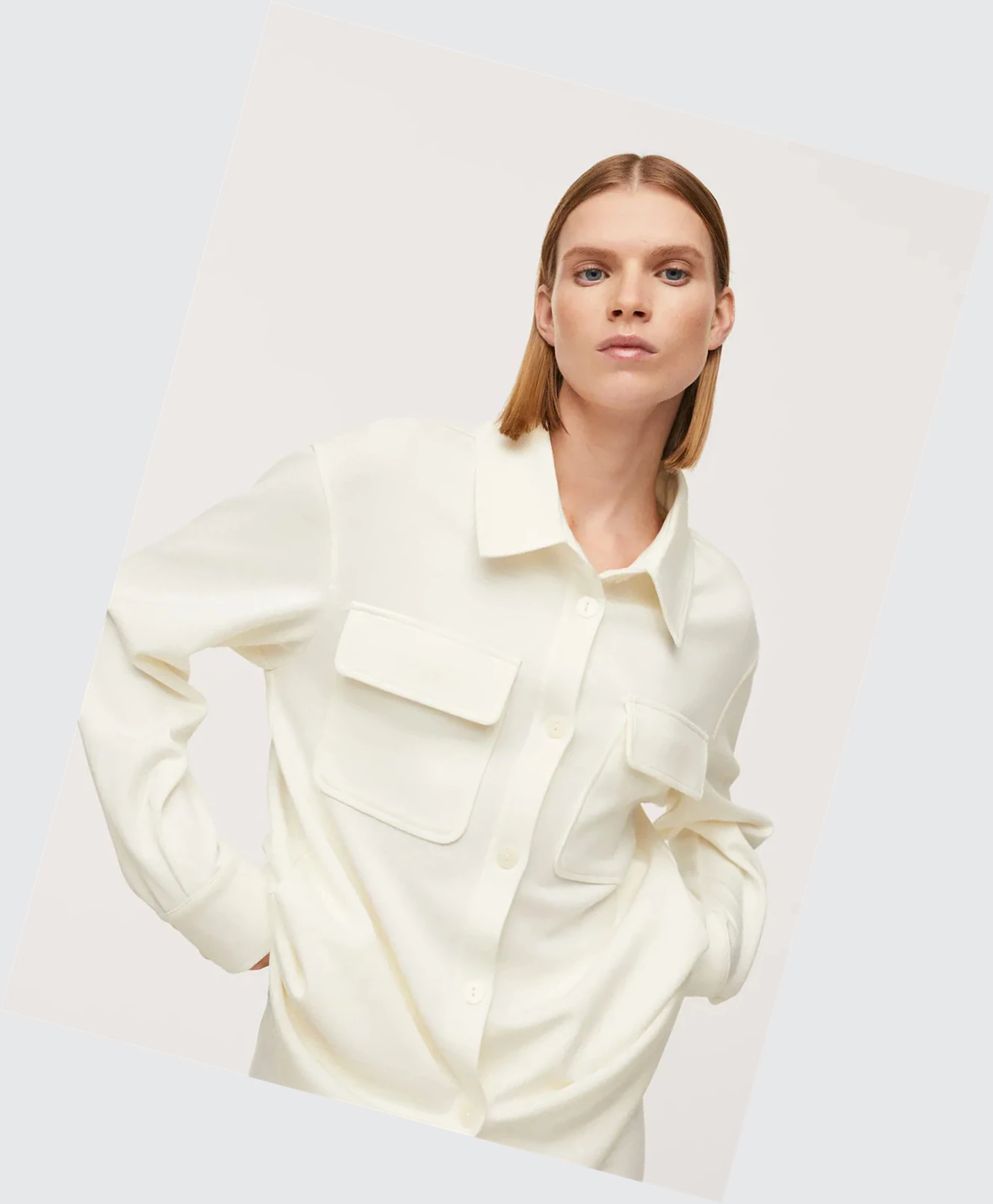 Overshirt Mango Oversized With Pockets Damske Biele | SK861260