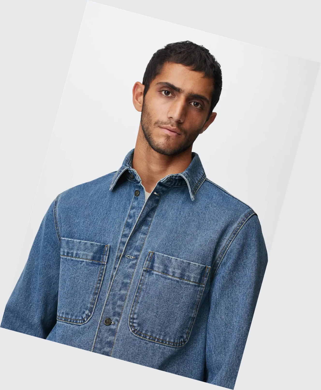 Overshirt Mango Pocket Denim Panske Modre | SK861263