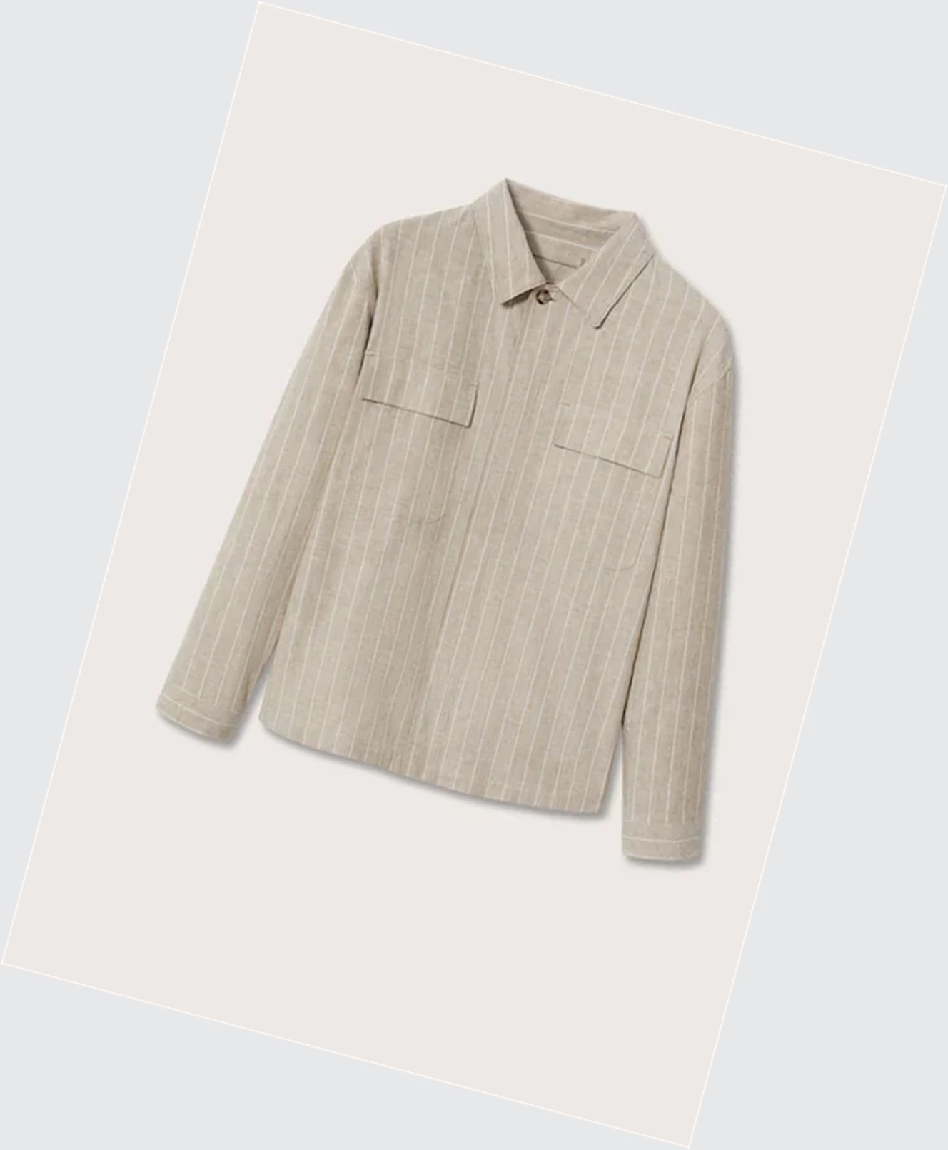 Overshirt Mango Pruhované Bavlnene Linen Panske Hnede | SK861235