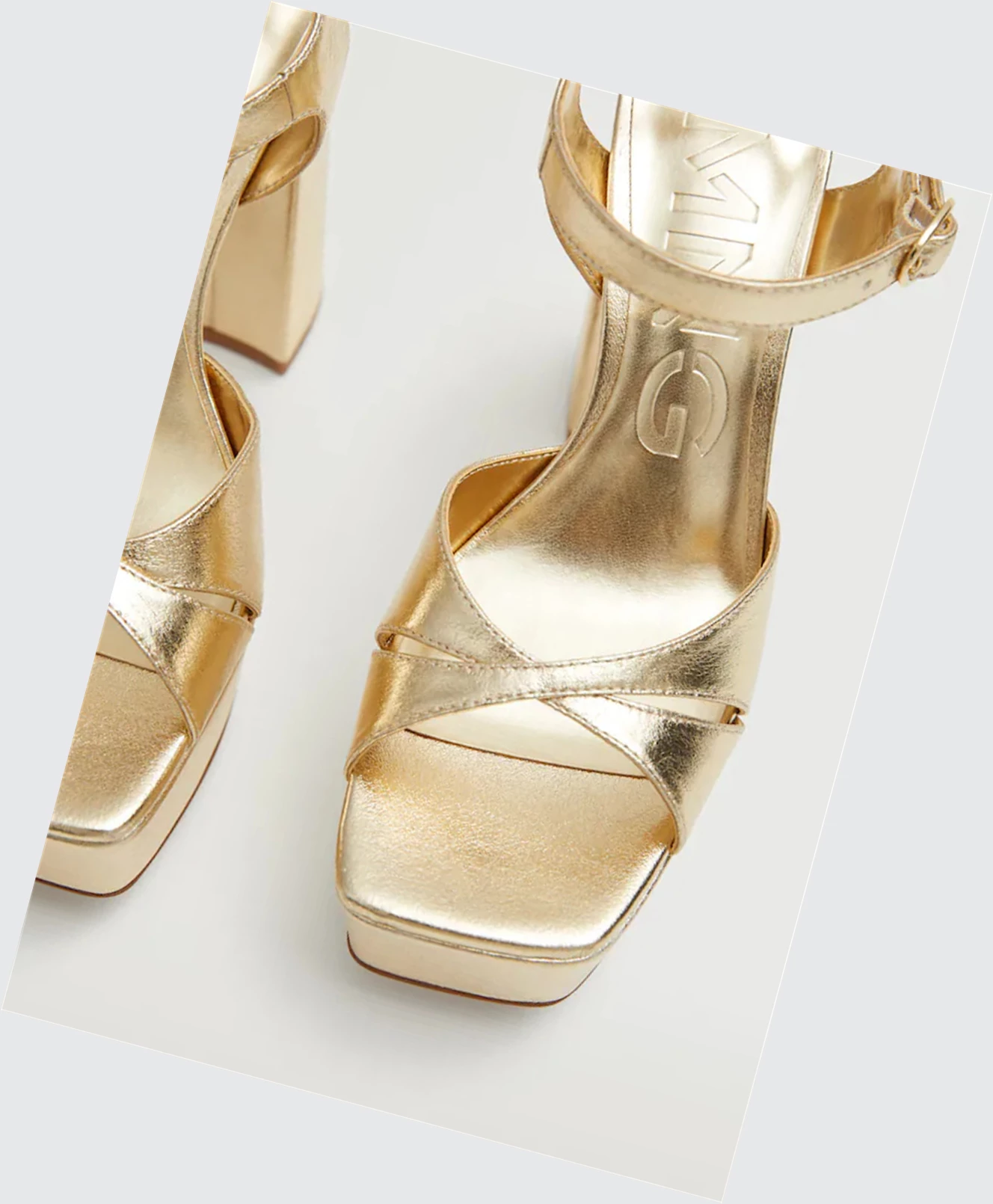 Sandale na Platforme Mango Metallic Damske Zlate | SK859810