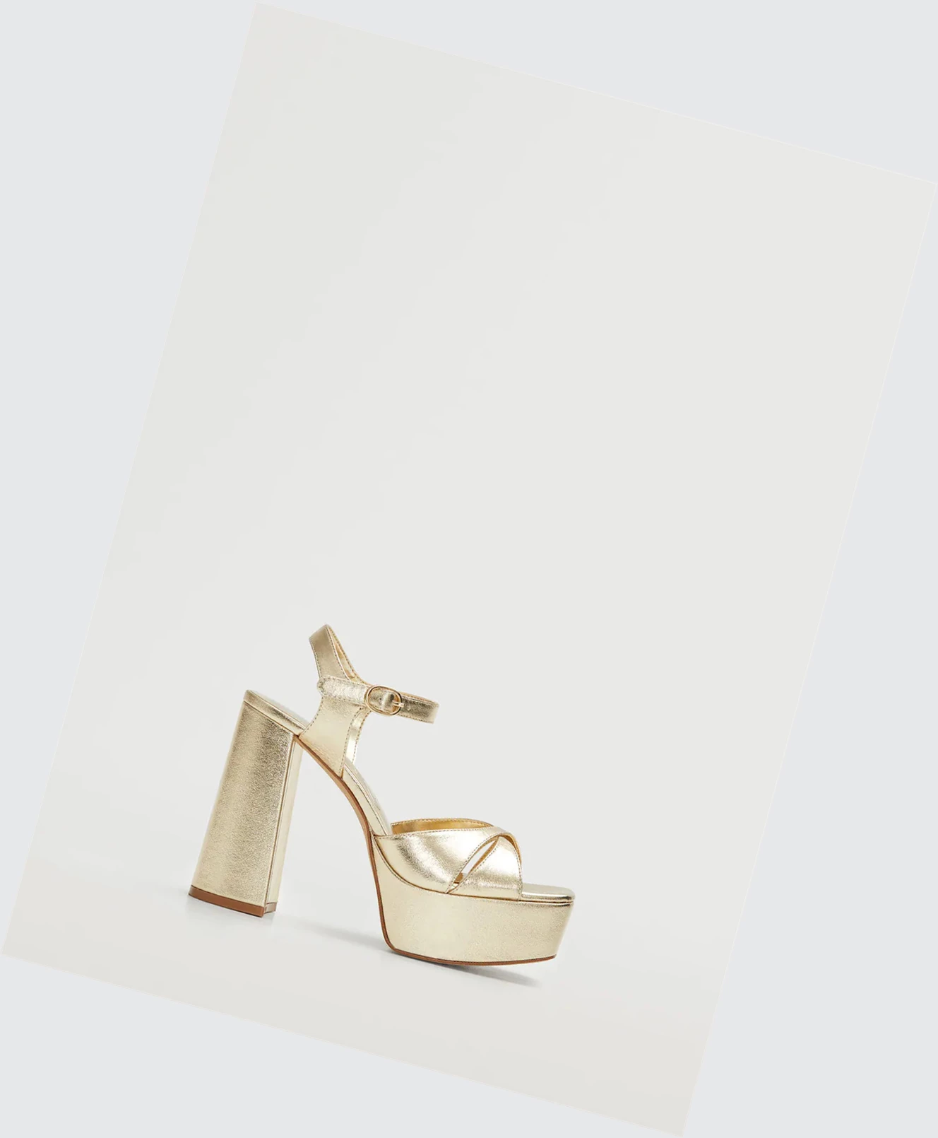 Sandale na Platforme Mango Metallic Damske Zlate | SK859810