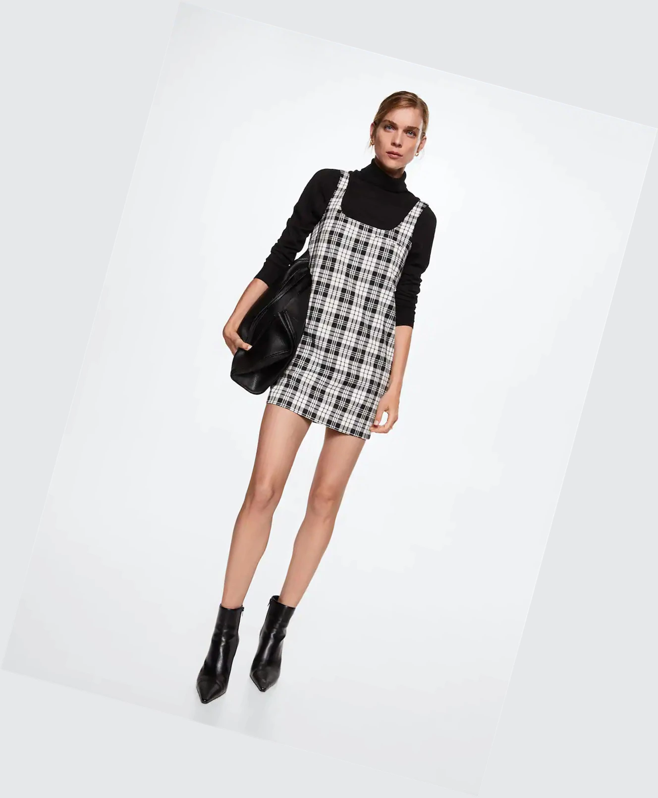 Saty Mango Checked Pinafore Damske Čierne | SK860402