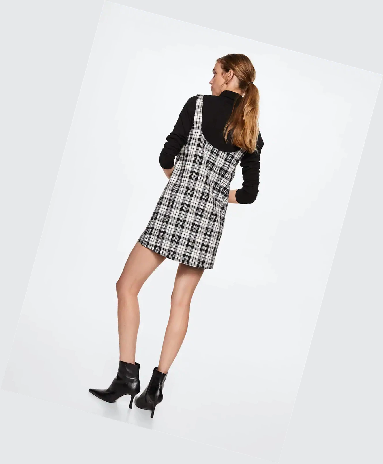 Saty Mango Checked Pinafore Damske Čierne | SK860402