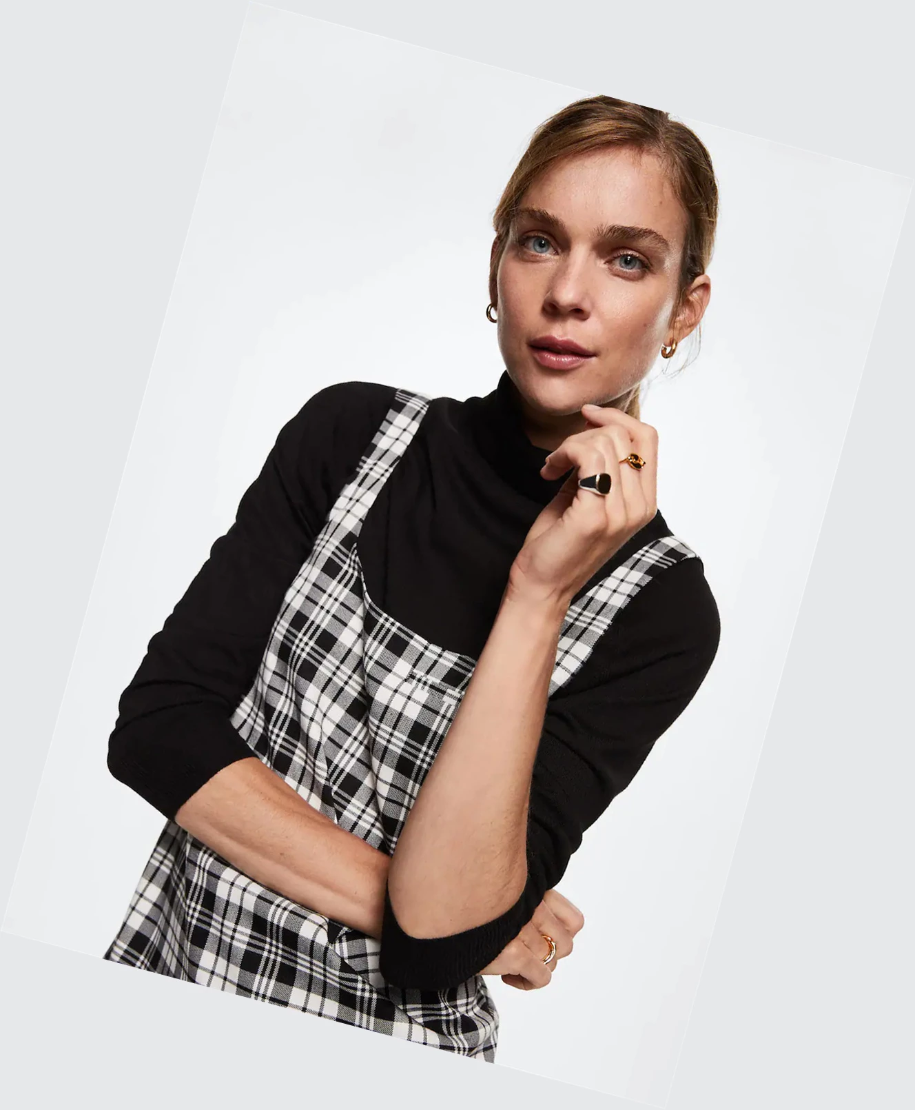 Saty Mango Checked Pinafore Damske Čierne | SK860402