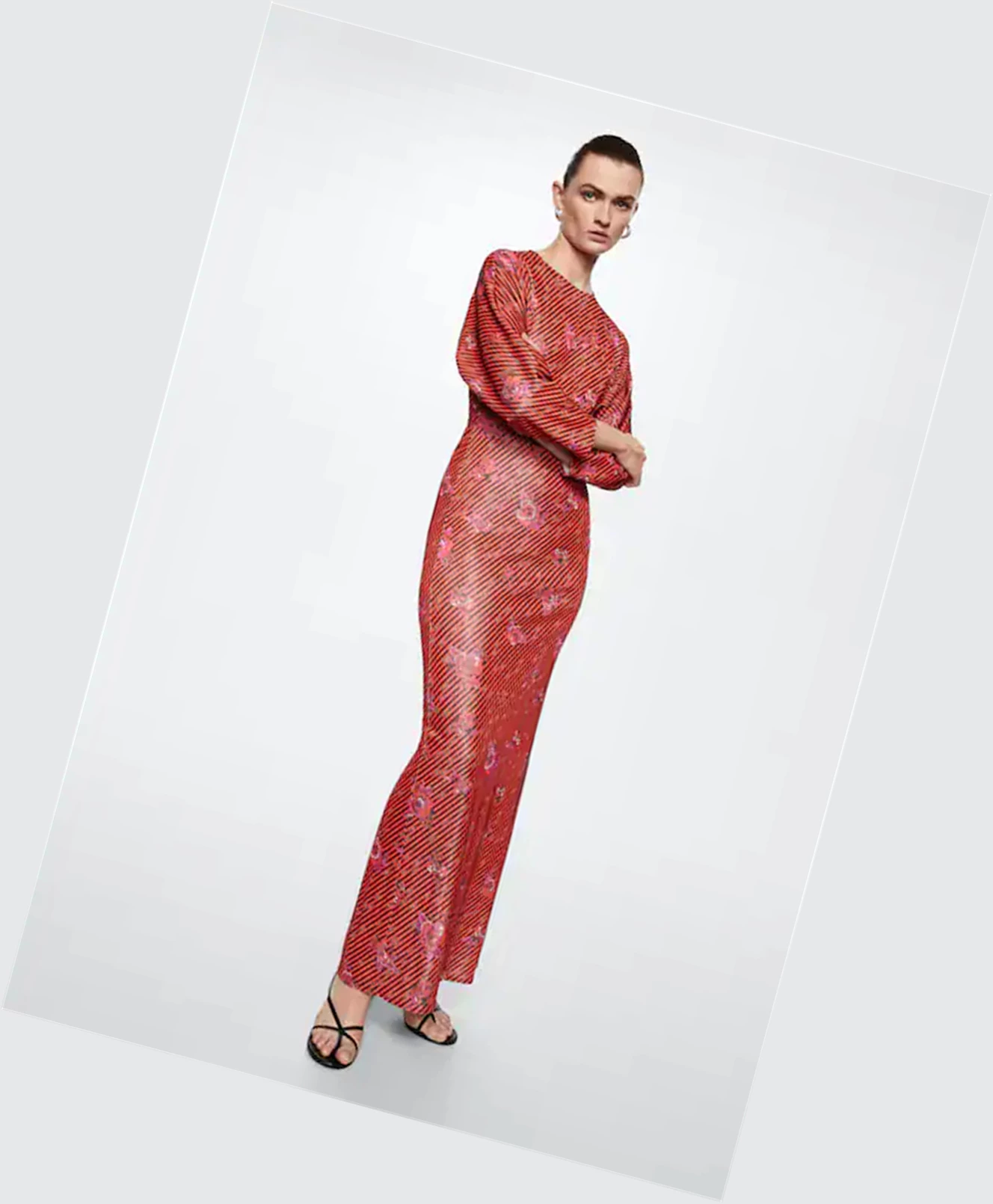 Saty Mango Embossed Flower Gown Damske Červené | SK860710