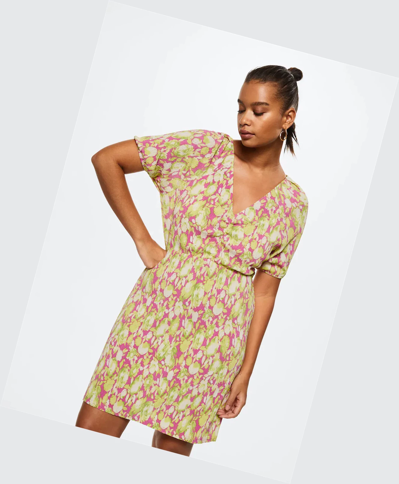 Saty Mango Floral Print Damske Fuchsie | SK860564