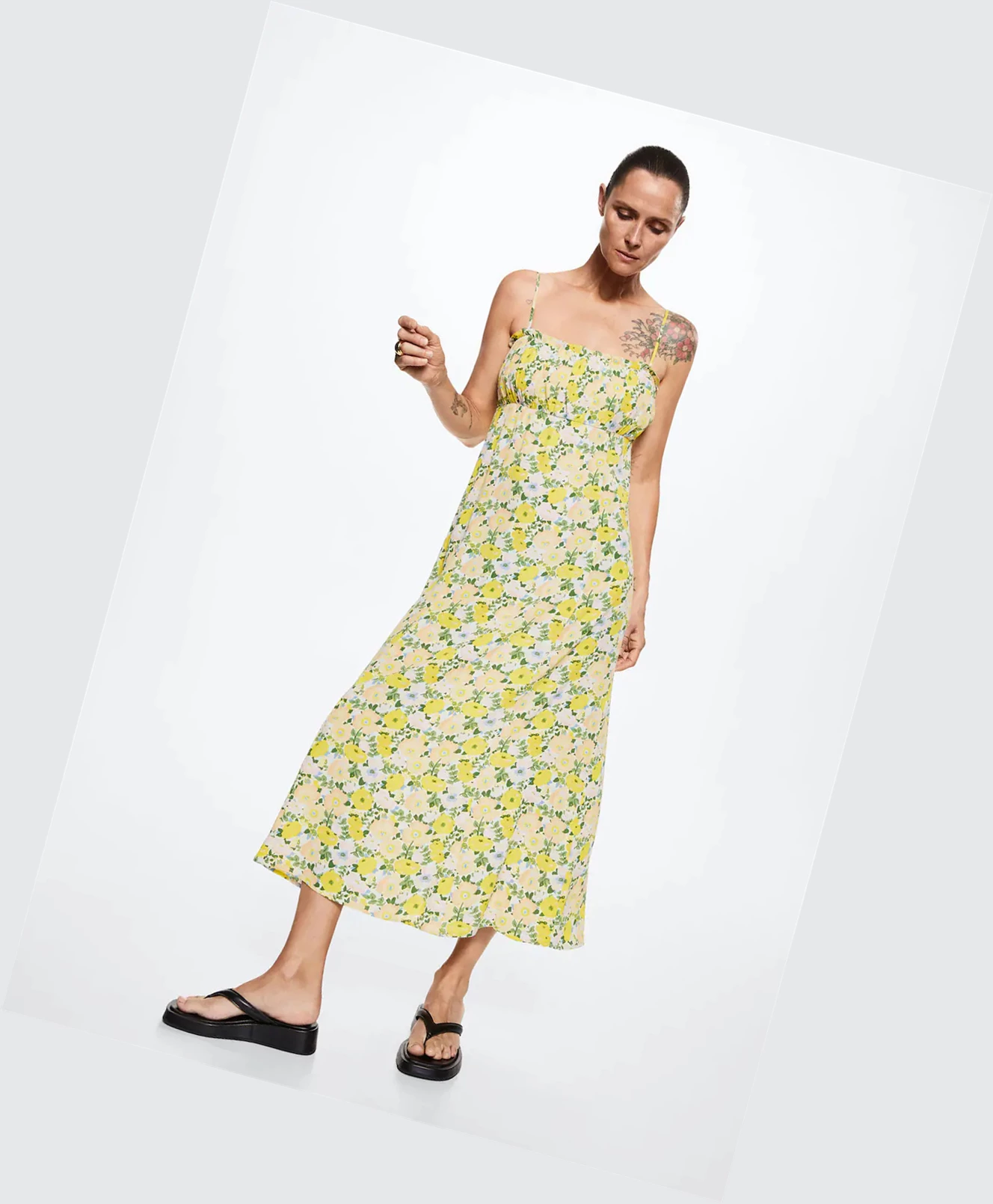 Saty Mango Floral-print Flowy Damske Žlté | SK860712