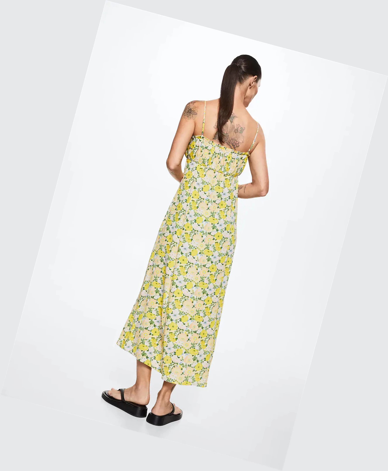 Saty Mango Floral-print Flowy Damske Žlté | SK860712