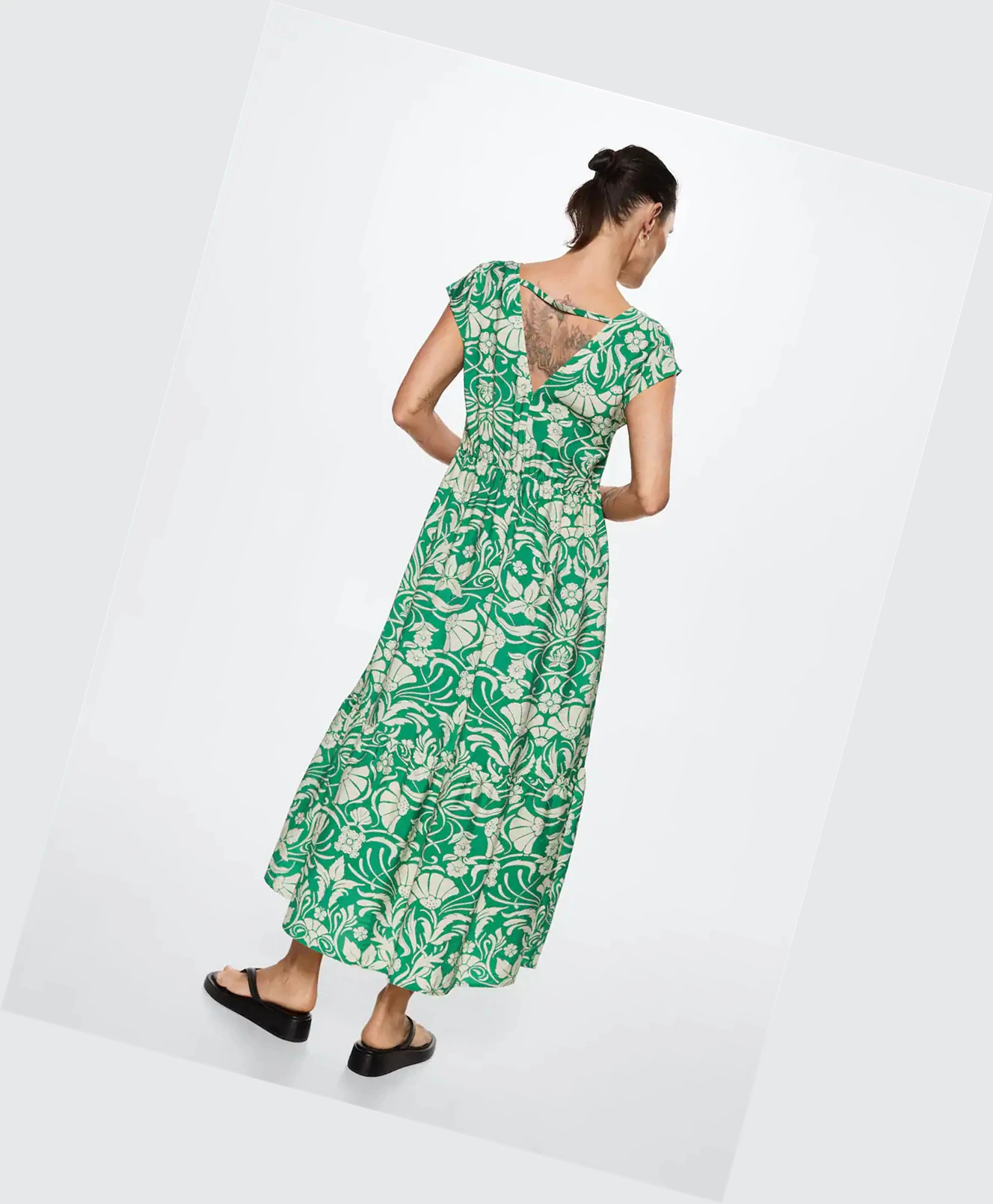 Saty Mango Flowy Flower Printed Damske Zelene | SK860744