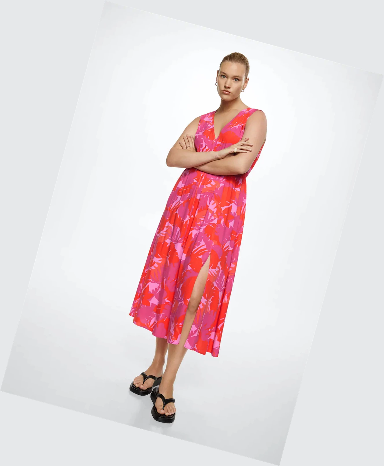 Saty Mango Flowy Printed Damske Fuchsie | SK860494