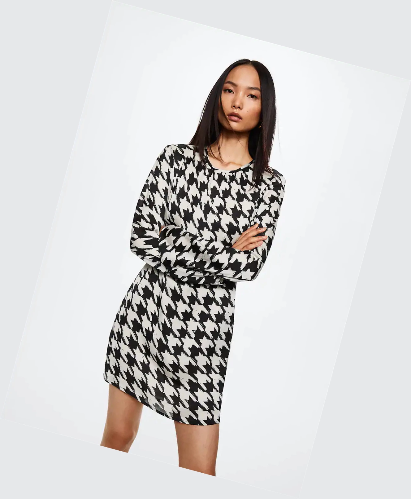 Saty Mango Houndstooth Damske Čierne | SK860749