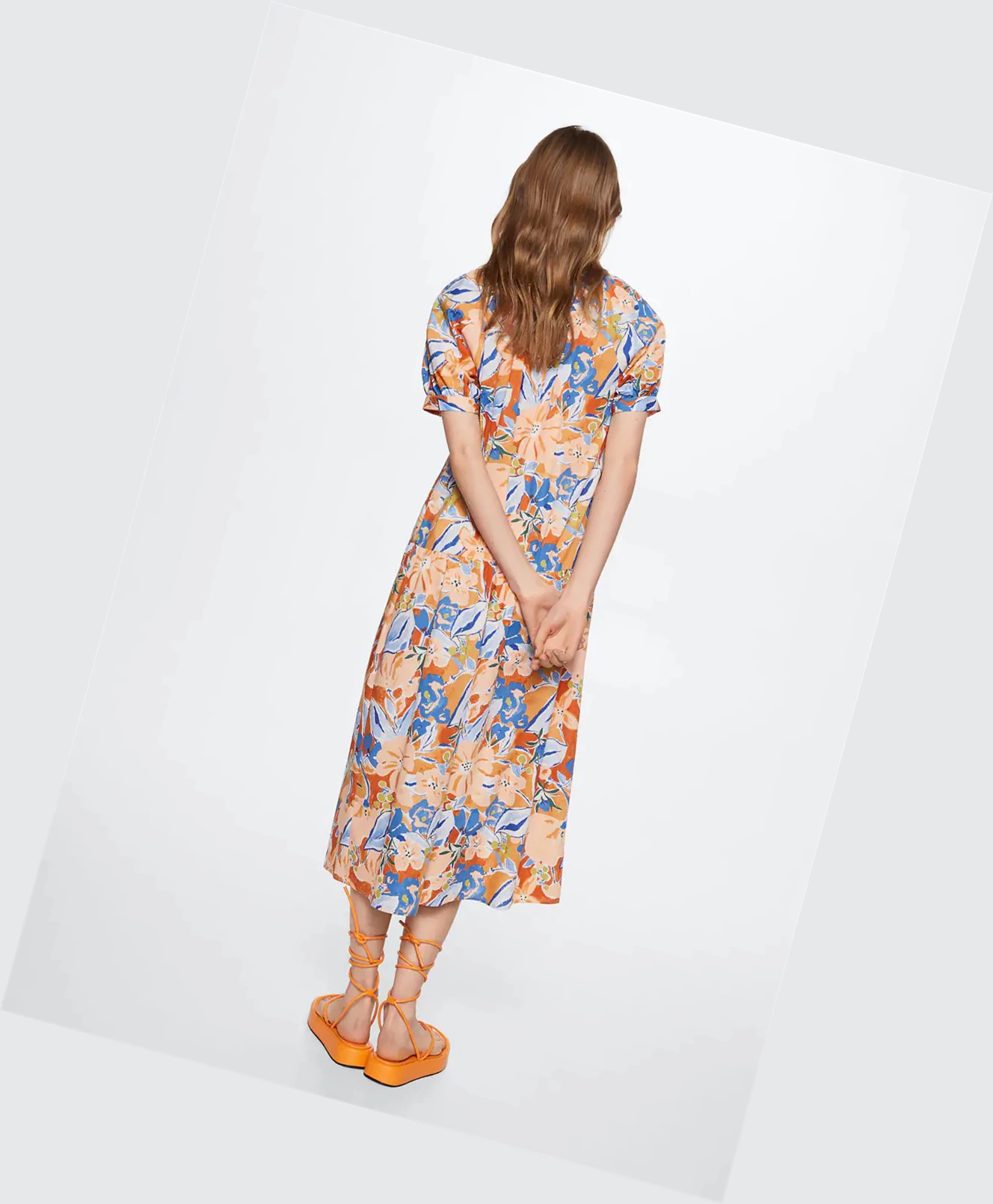 Saty Mango Midi Printed Damske Oranžové | SK860565