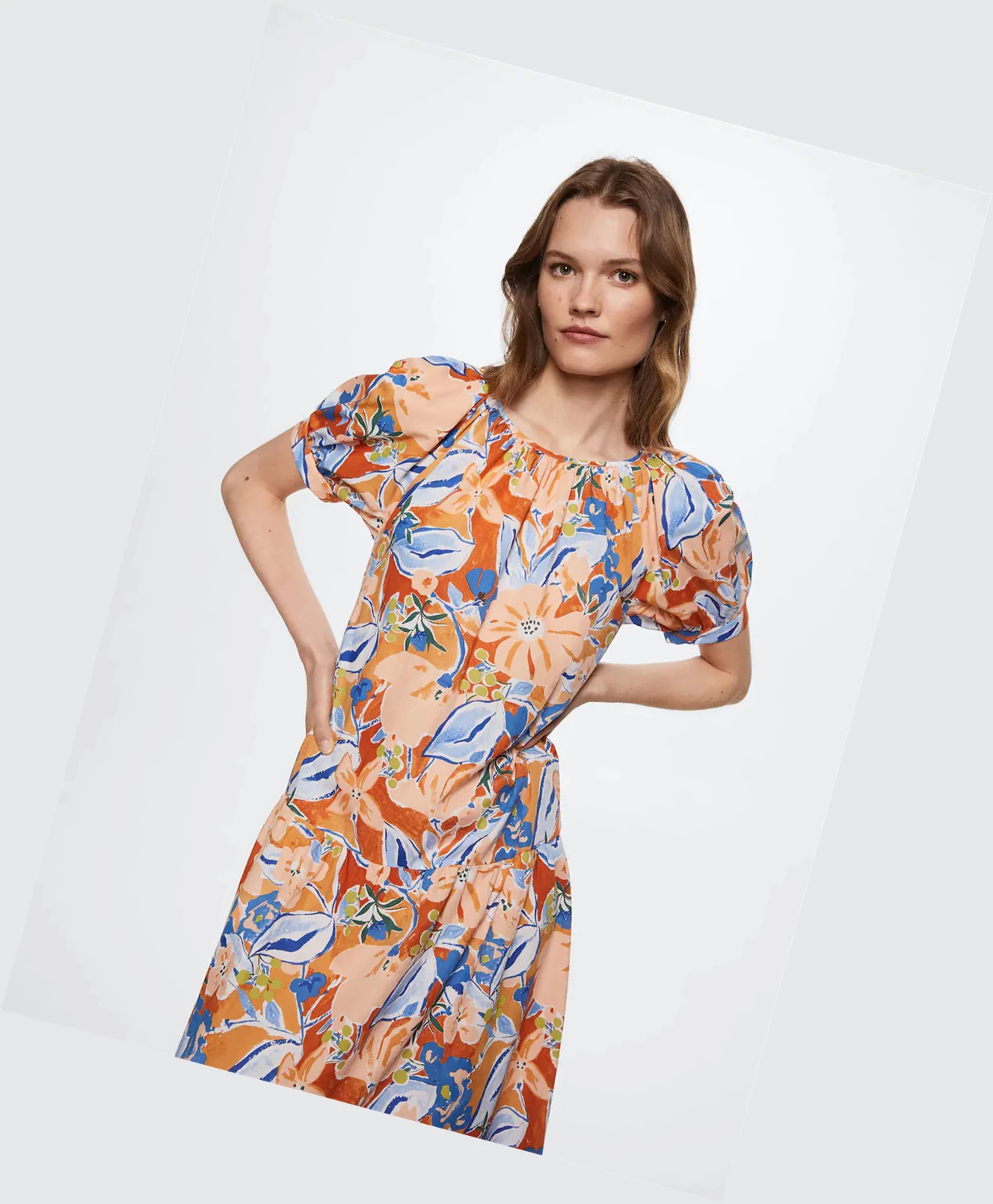 Saty Mango Midi Printed Damske Oranžové | SK860565