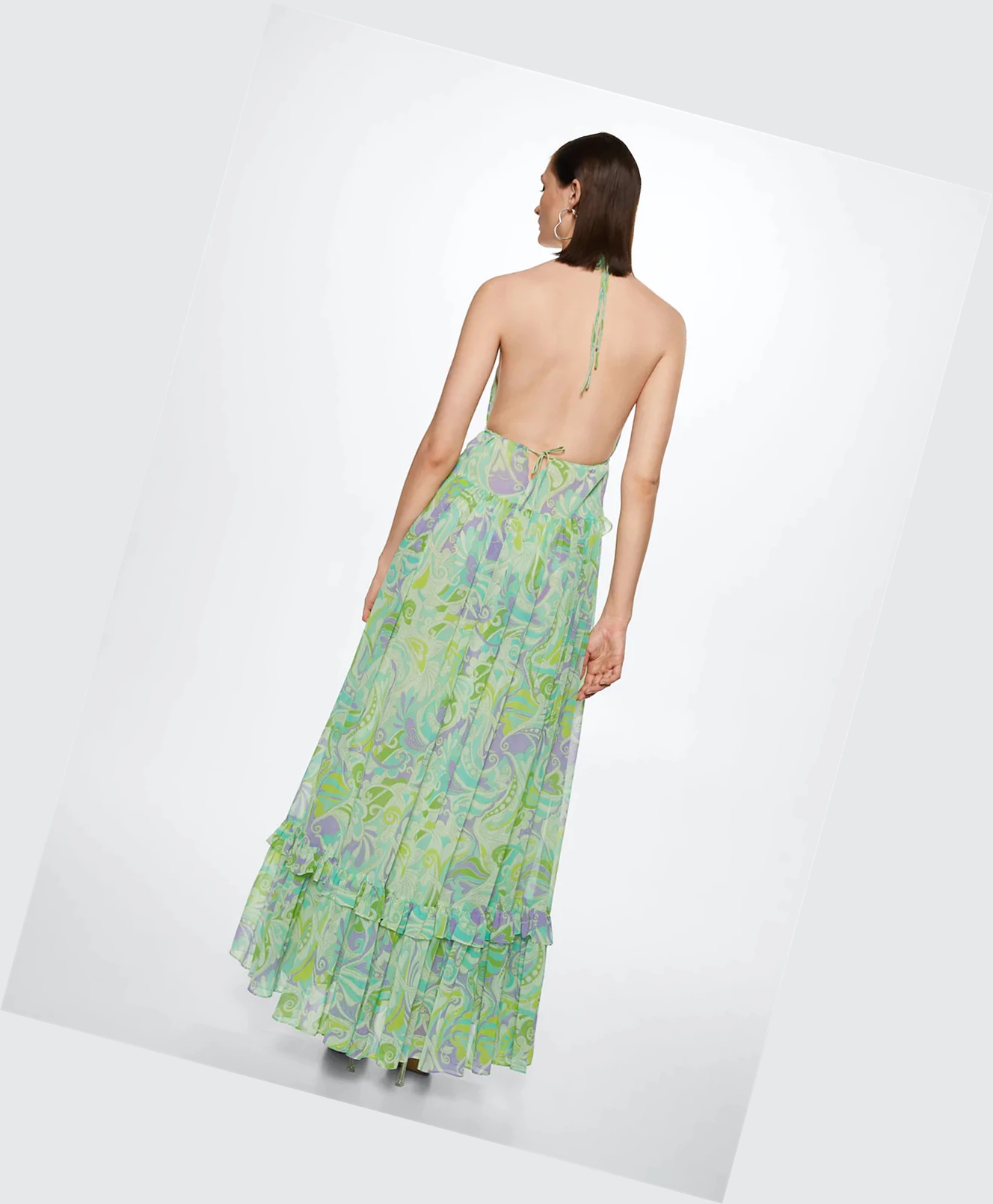 Saty Mango Open Back Printed Damske Zelene | SK860687