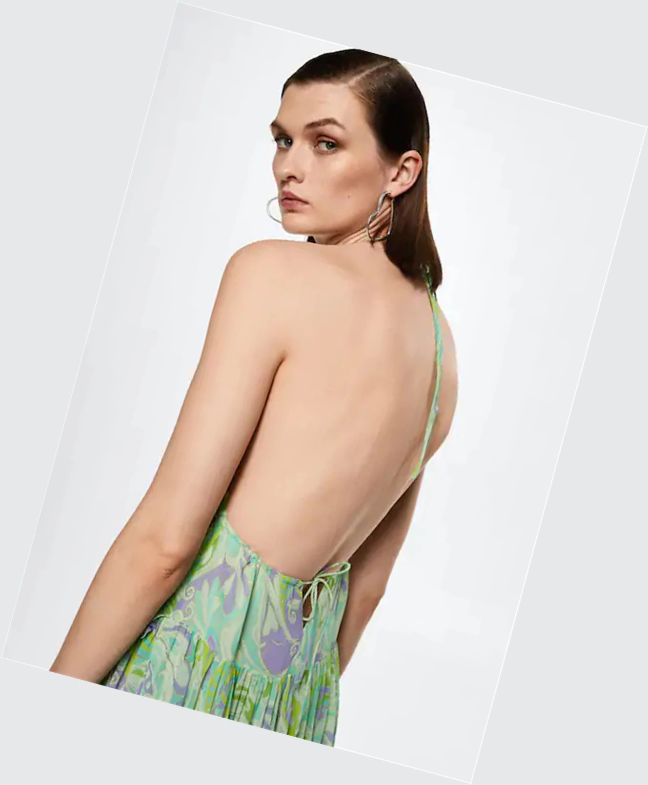 Saty Mango Open Back Printed Damske Zelene | SK860687