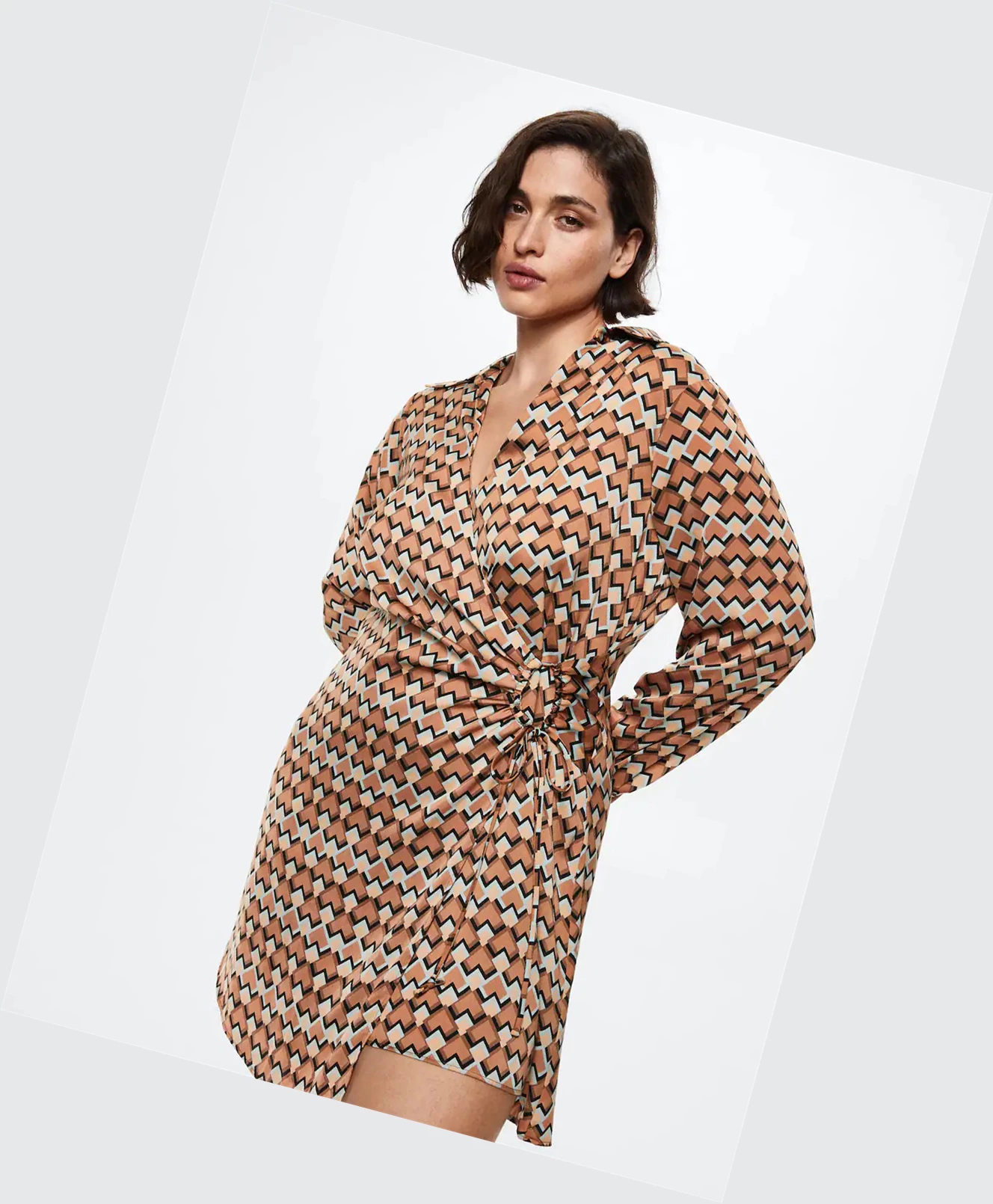 Saty Mango Print Wrap Damske Hnede | SK860540