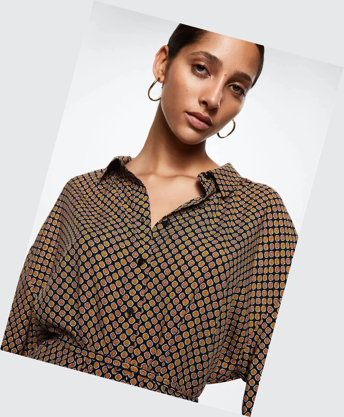 Saty Mango Printed Shirt Damske Oranžové | SK860412