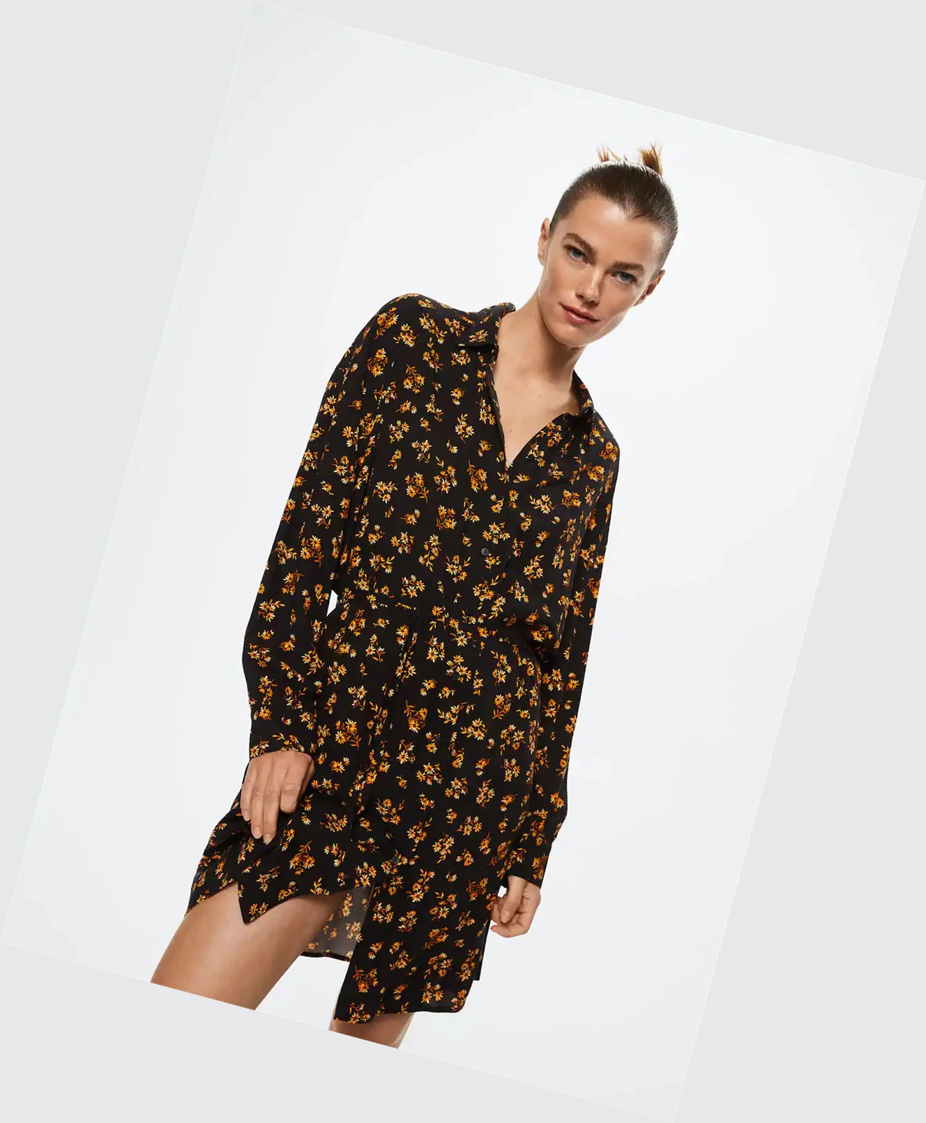 Saty Mango Printed Shirt Damske Čierne | SK860376