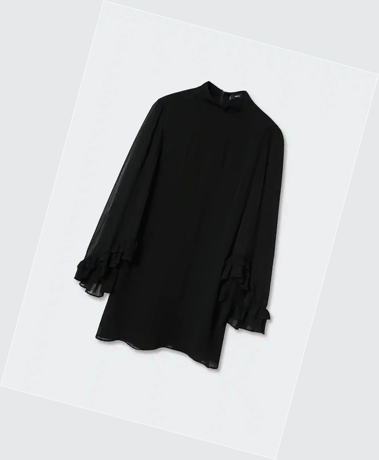 Saty Mango Ruffled Sleeve Damske Čierne | SK860595