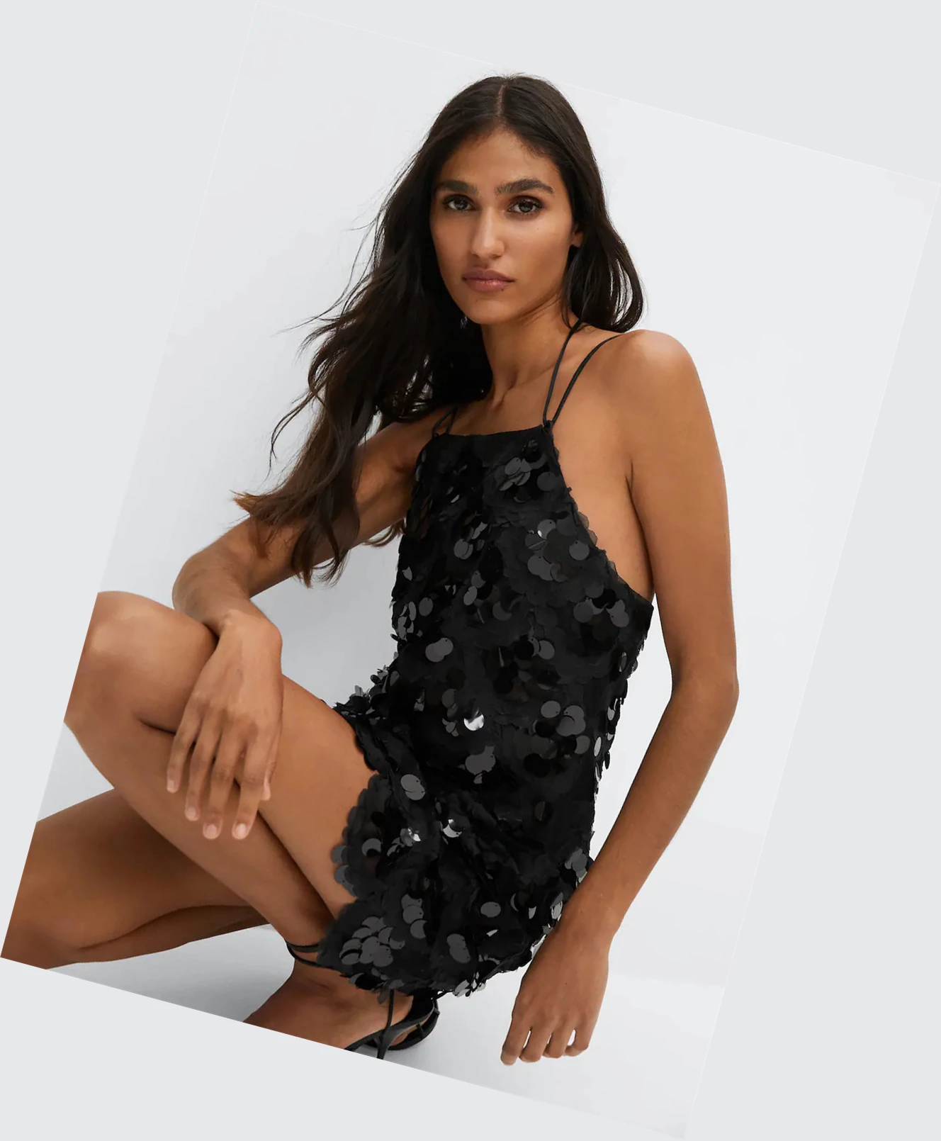 Saty Mango Sequined Halter Neck Damske Čierne | SK860704