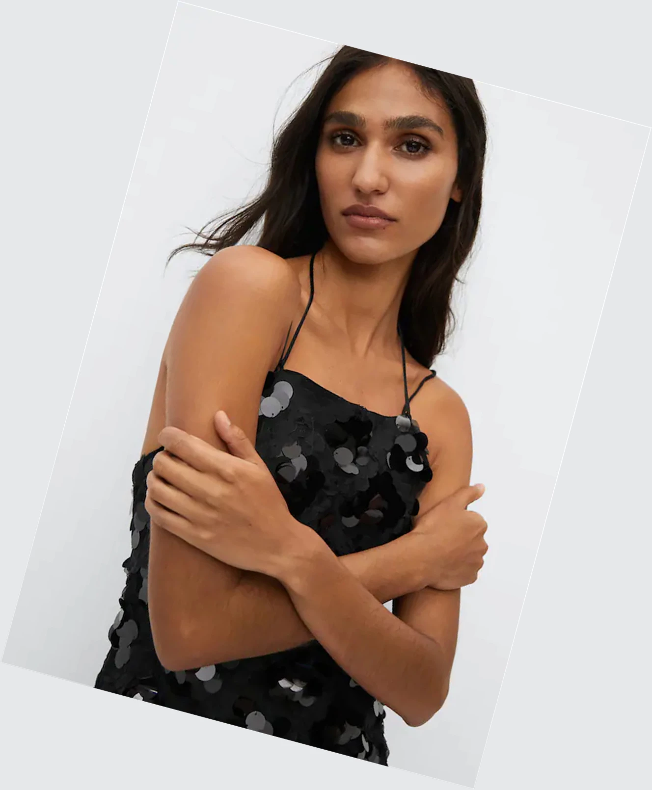 Saty Mango Sequined Halter Neck Damske Čierne | SK860704