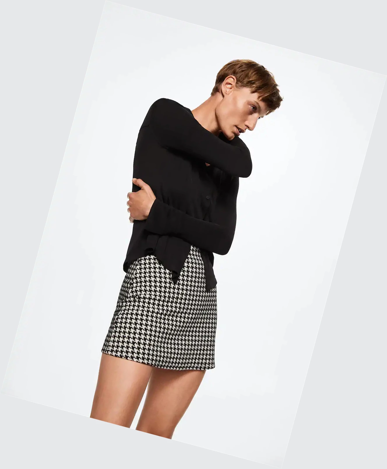 Sukne Mango Houndstooth Skirts Damske Čierne | SK861219