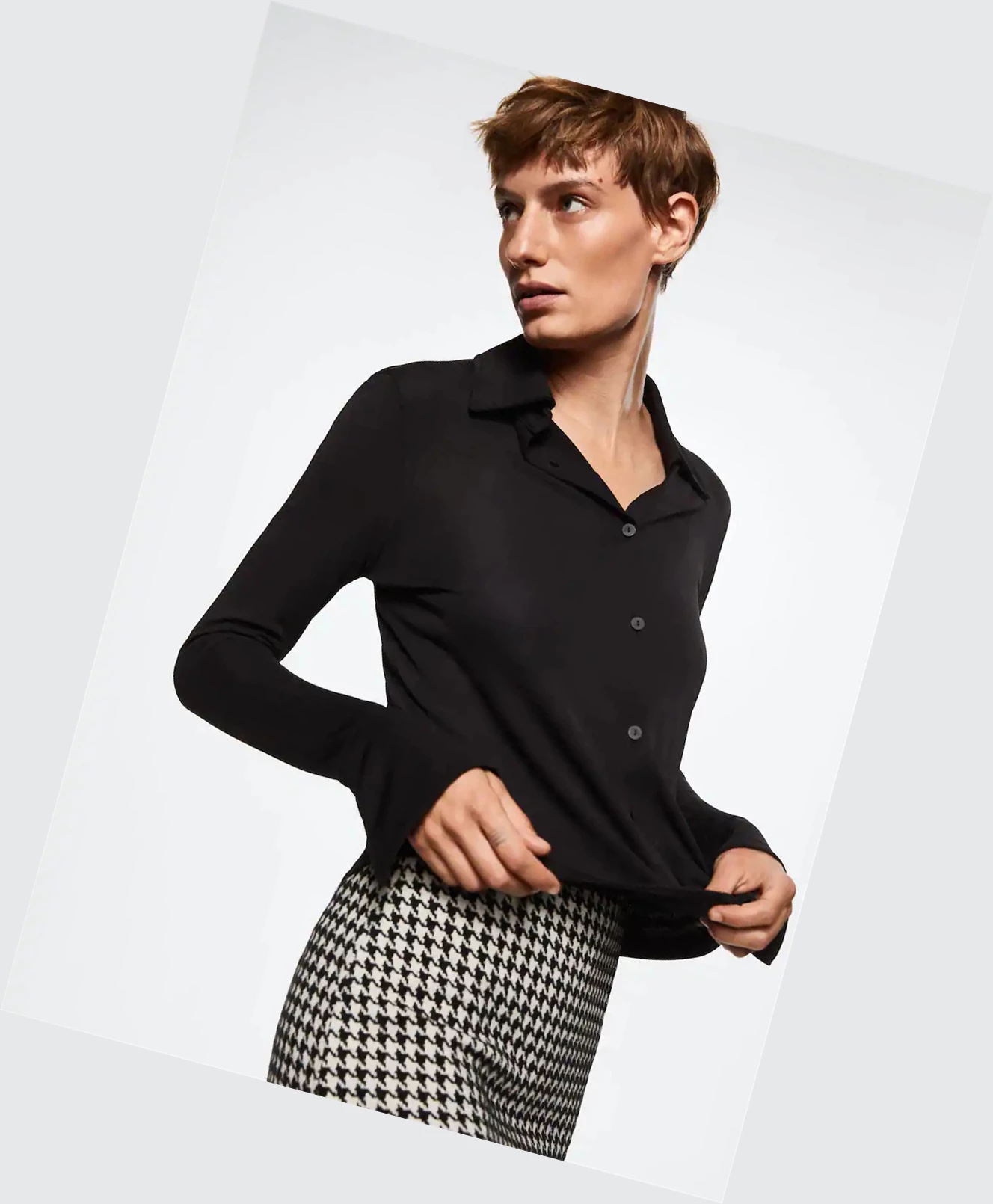 Sukne Mango Houndstooth Skirts Damske Čierne | SK861219