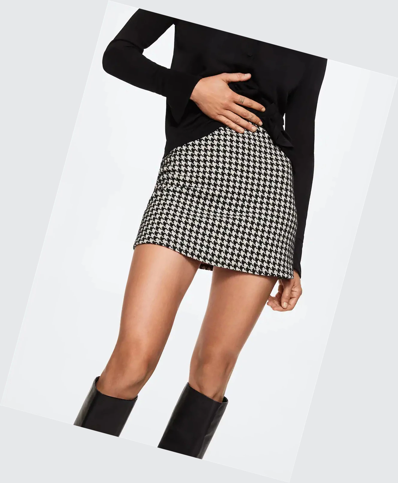 Sukne Mango Houndstooth Skirts Damske Čierne | SK861219