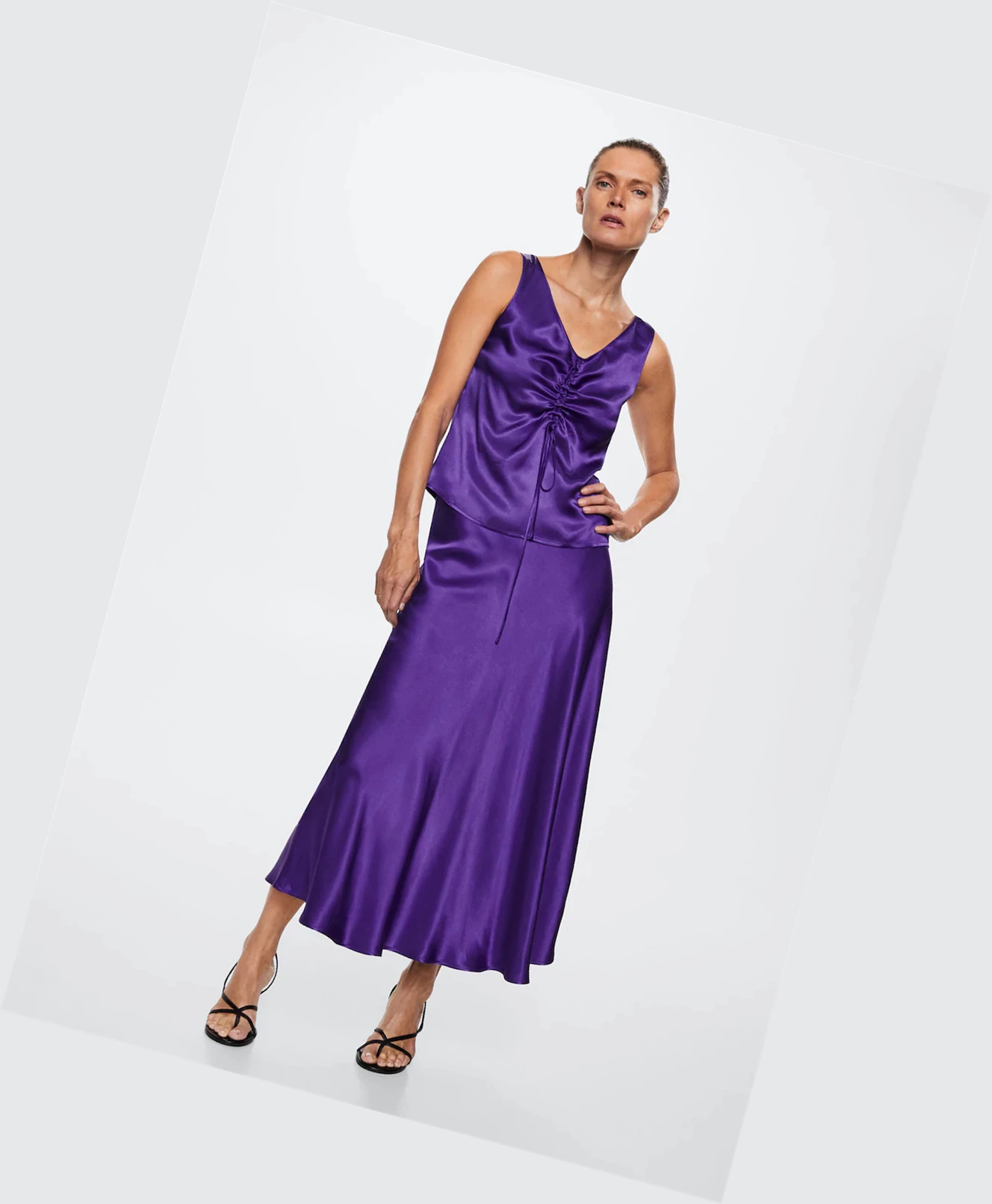 Sukne Mango Midi Satin Damske Nachový | SK862151