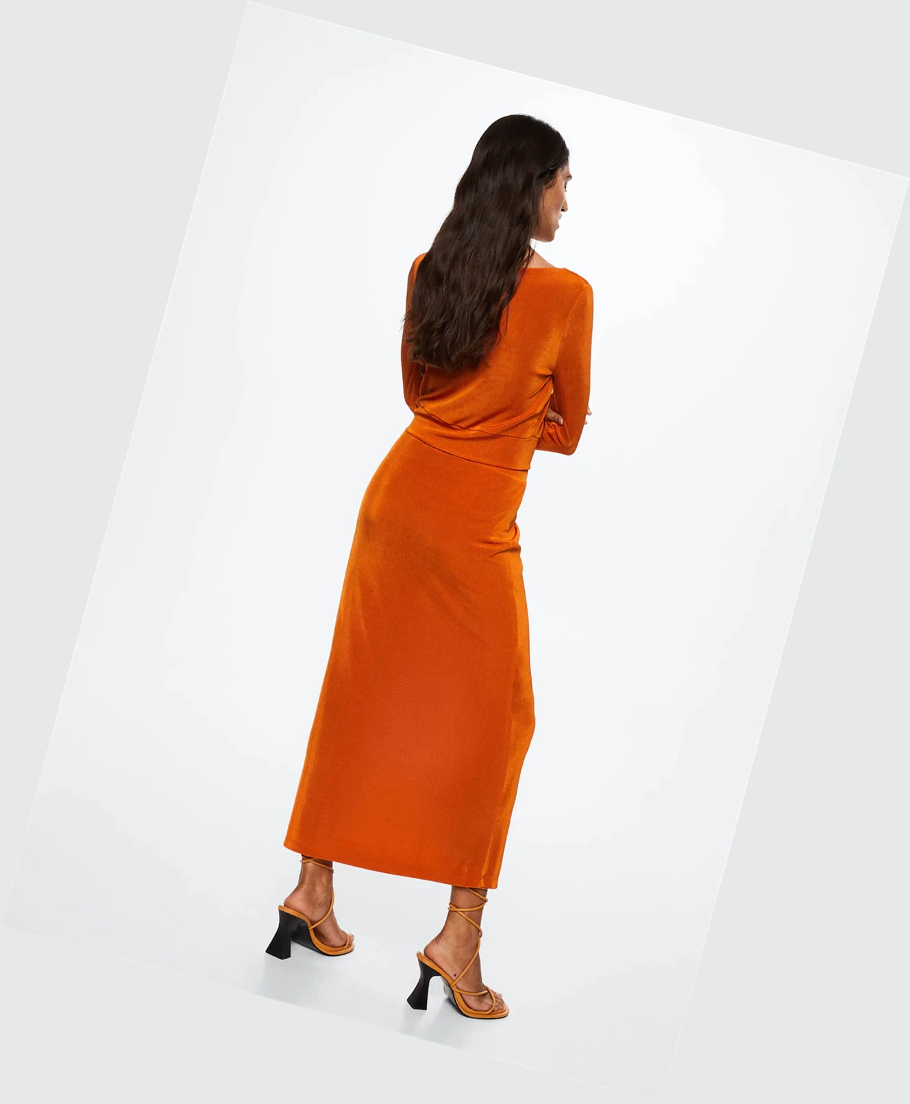 Sukne Mango Midi Satin Damske Oranžové | SK862167