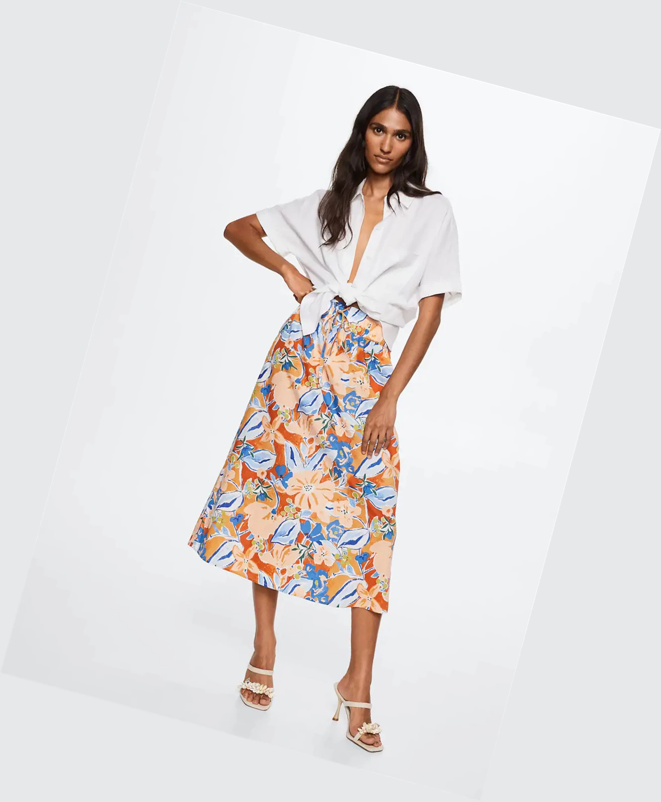 Sukne Mango Printed Midi Damske Oranžové | SK862193