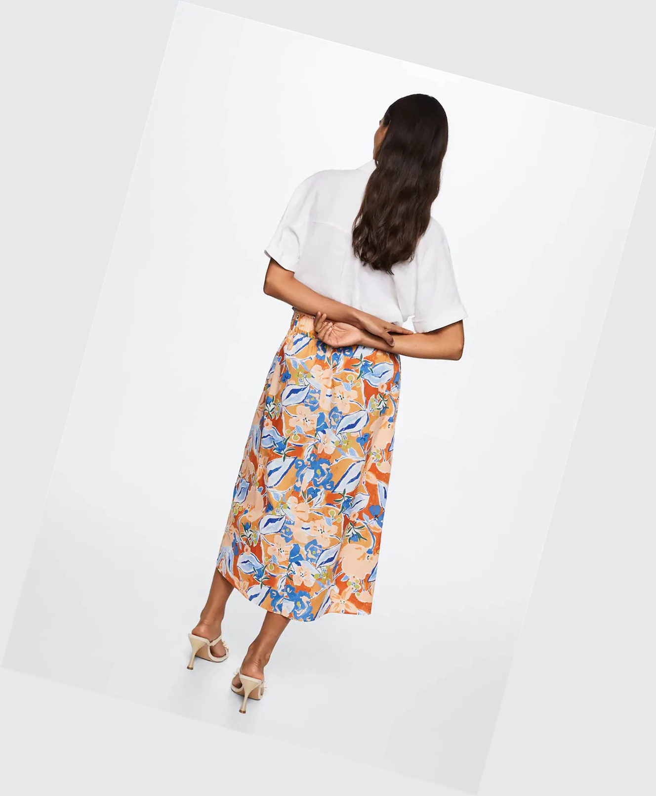 Sukne Mango Printed Midi Damske Oranžové | SK862193