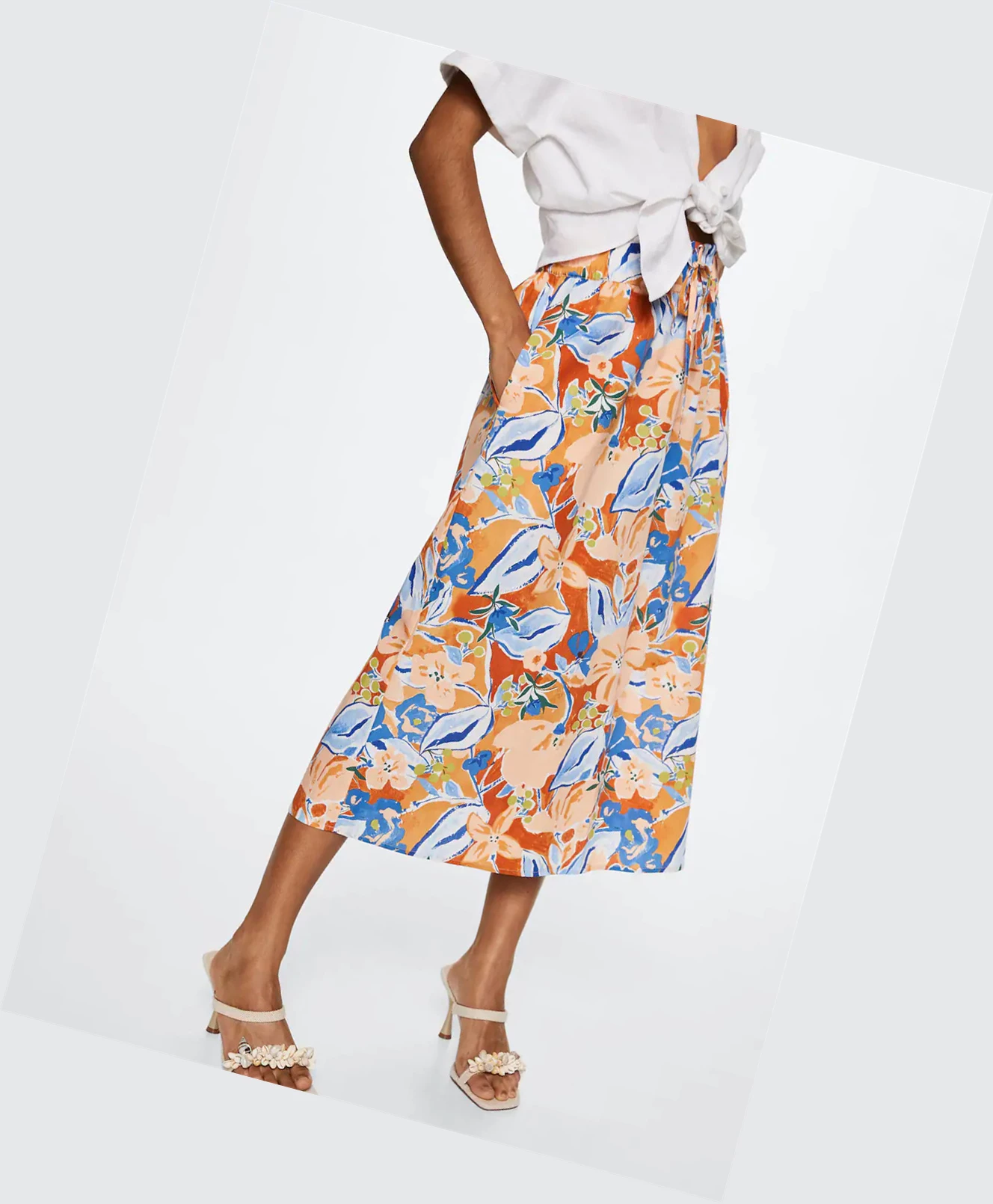 Sukne Mango Printed Midi Damske Oranžové | SK862193