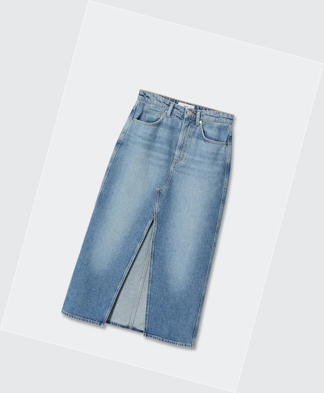 Sukne Mango Slit Denim Damske Modre | SK862196