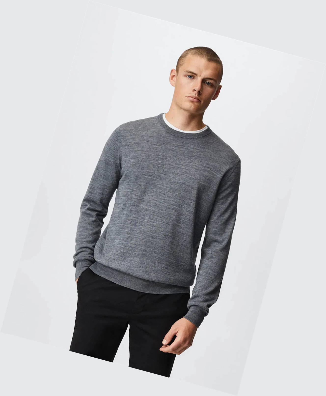 Svetre Mango 100% Merino Vlna Washable Panske Siva | SK862404