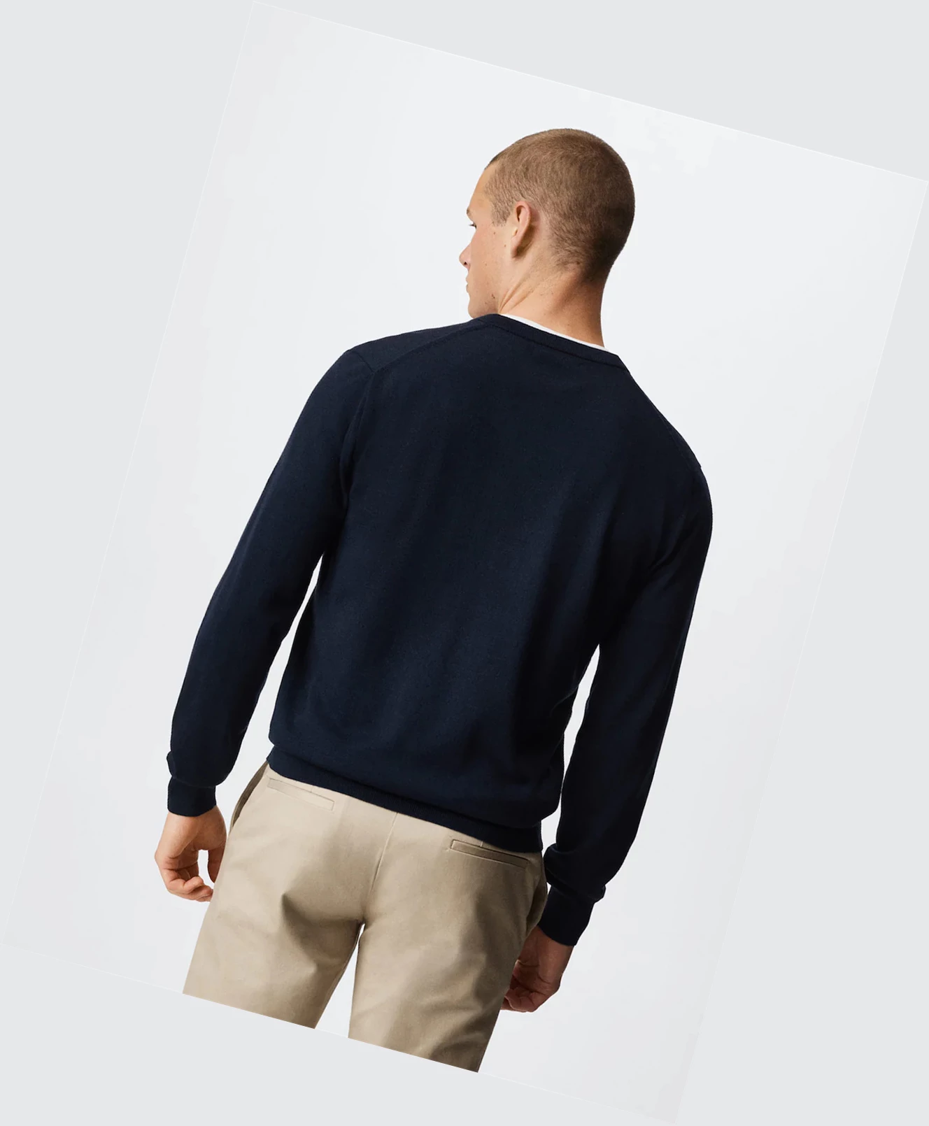 Svetre Mango 100% Merino Vlna Washable Panske Námornícka Modrá | SK862494