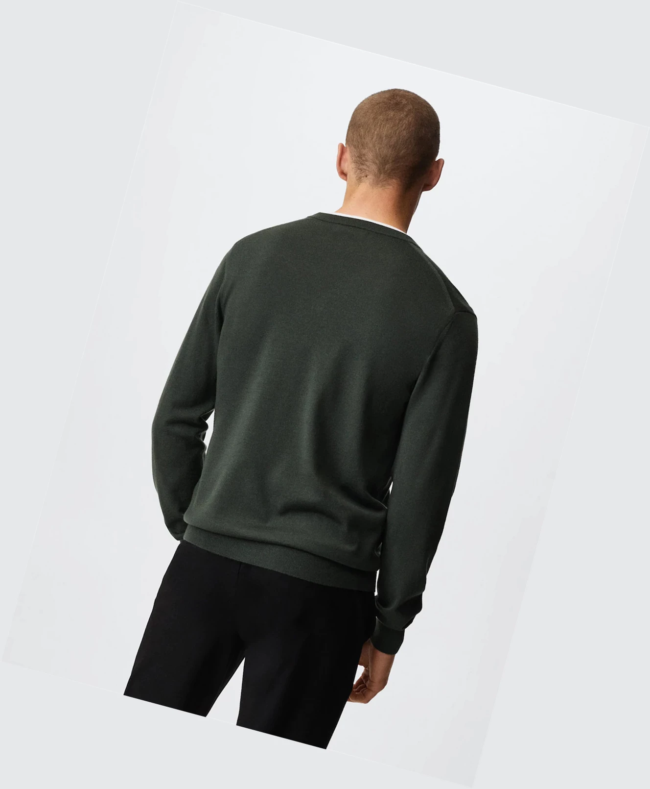 Svetre Mango 100% Merino Vlna Washable Panske Zelene | SK862537