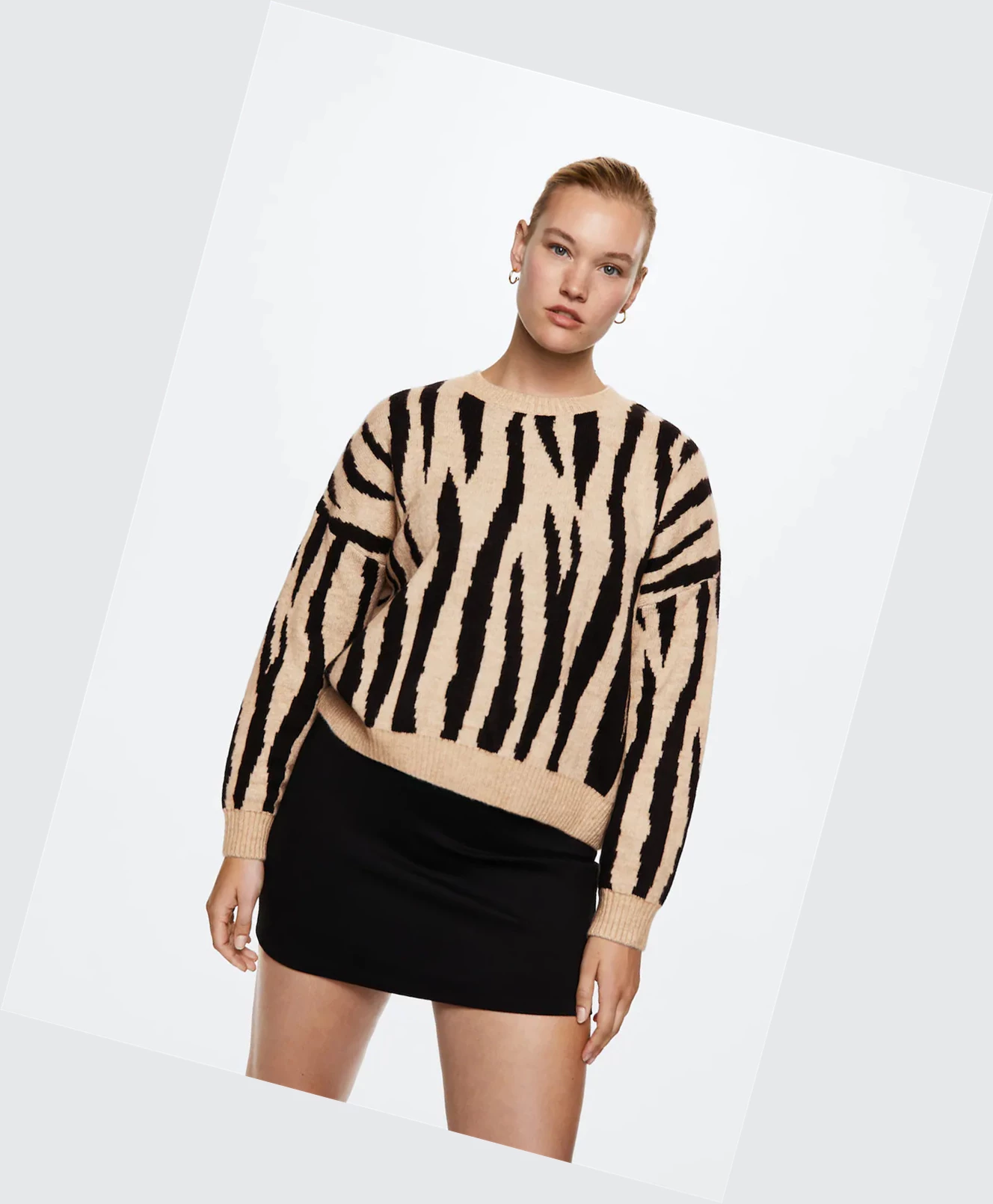 Svetre Mango Animal Print Damske Ecru | SK862464