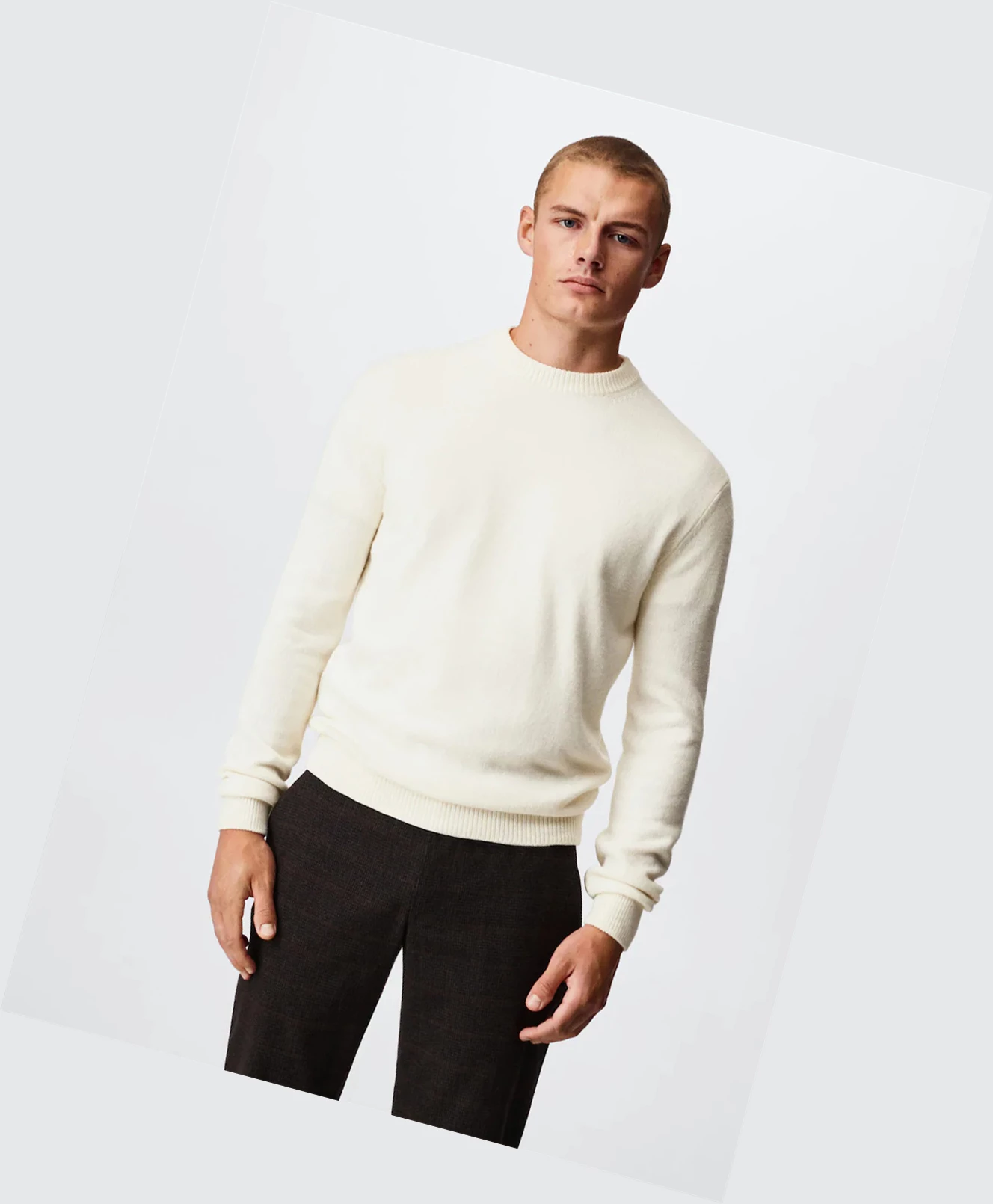 Svetre Mango Cashmere Vlna Panske Biele | SK862349