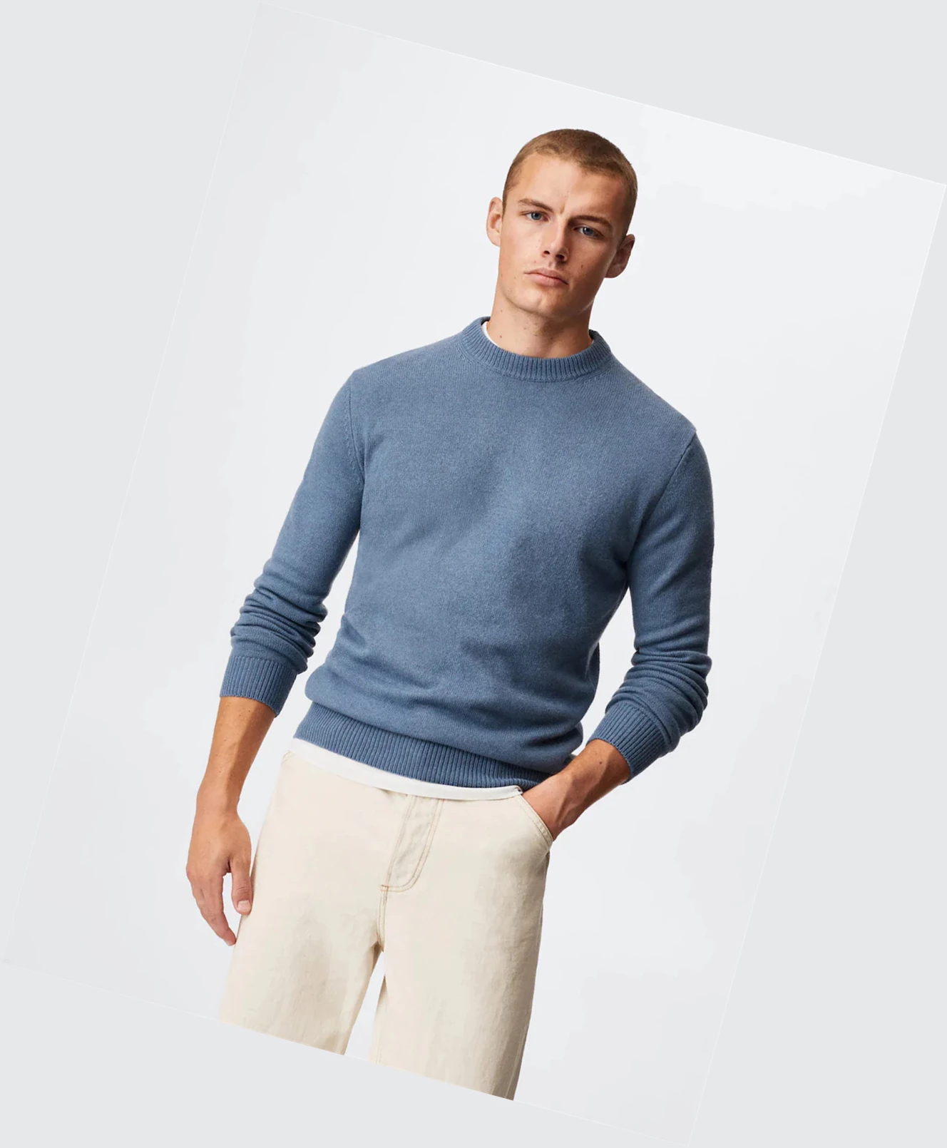 Svetre Mango Cashmere Vlna Panske Modre | SK862360