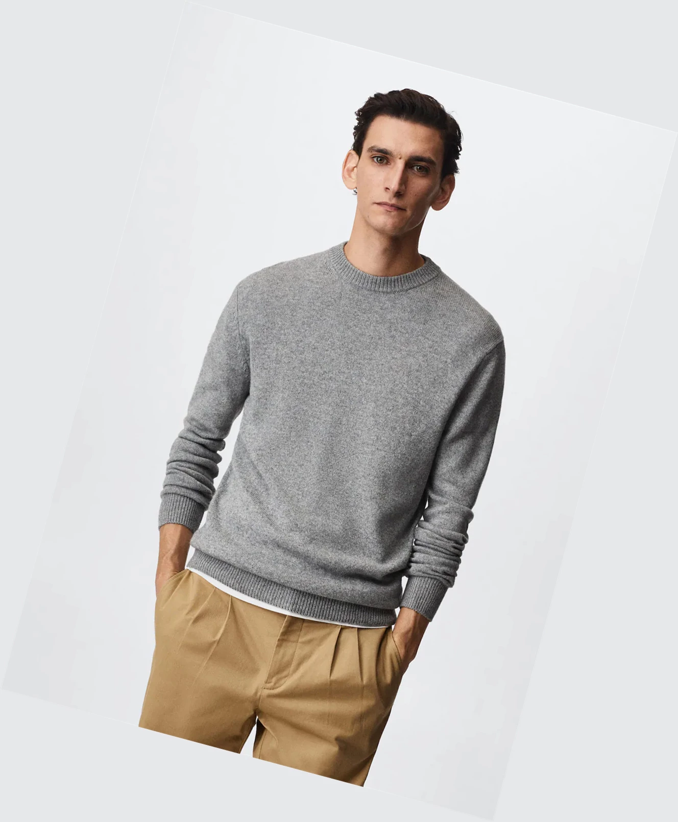 Svetre Mango Cashmere Vlna Panske Siva | SK862353