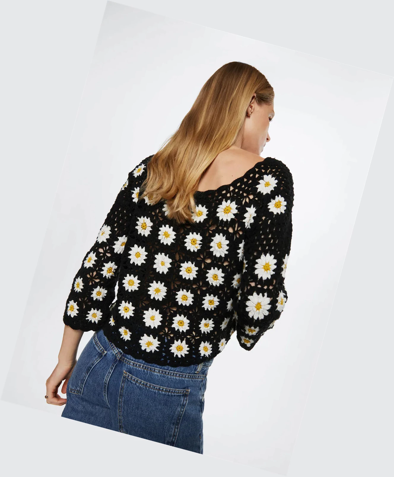 Svetre Mango Daisy Crochet Damske Čierne | SK862540