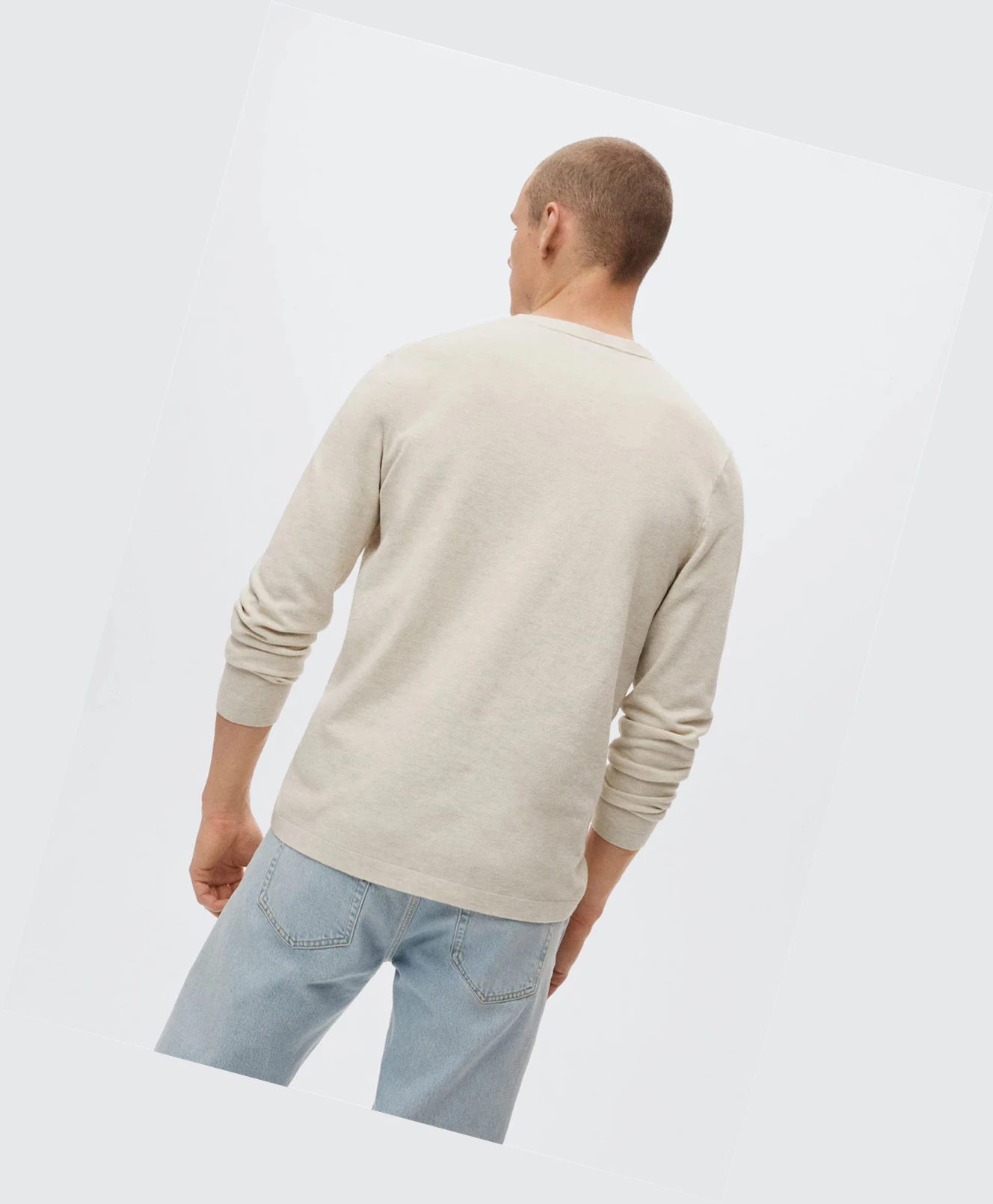 Svetre Mango Fine-knit Bavlnene Panske Biele | SK862478