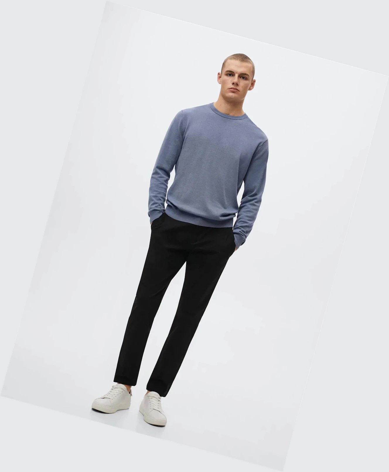 Svetre Mango Fine-knit Bavlnene Panske Modre | SK862346