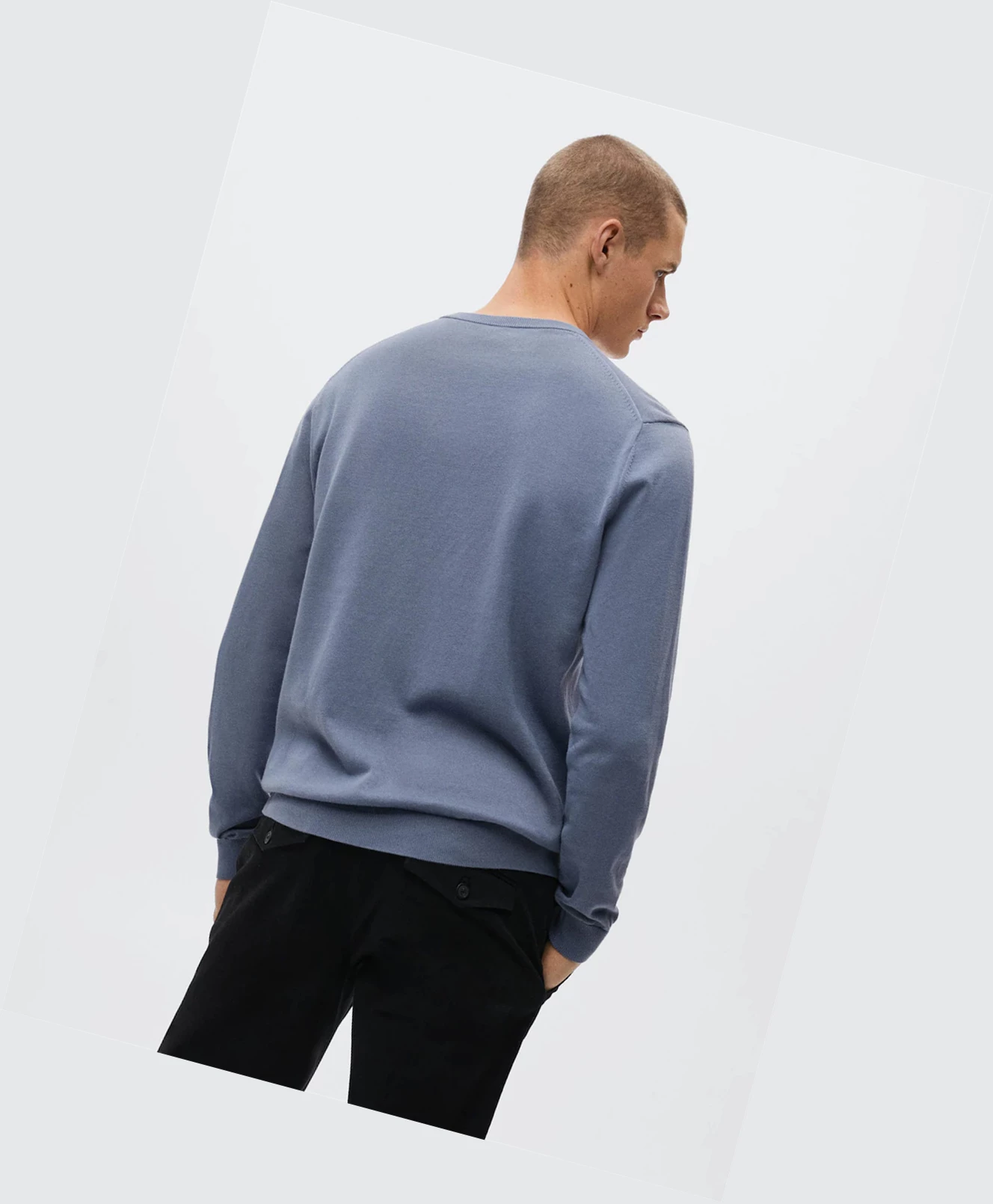 Svetre Mango Fine-knit Bavlnene Panske Modre | SK862346