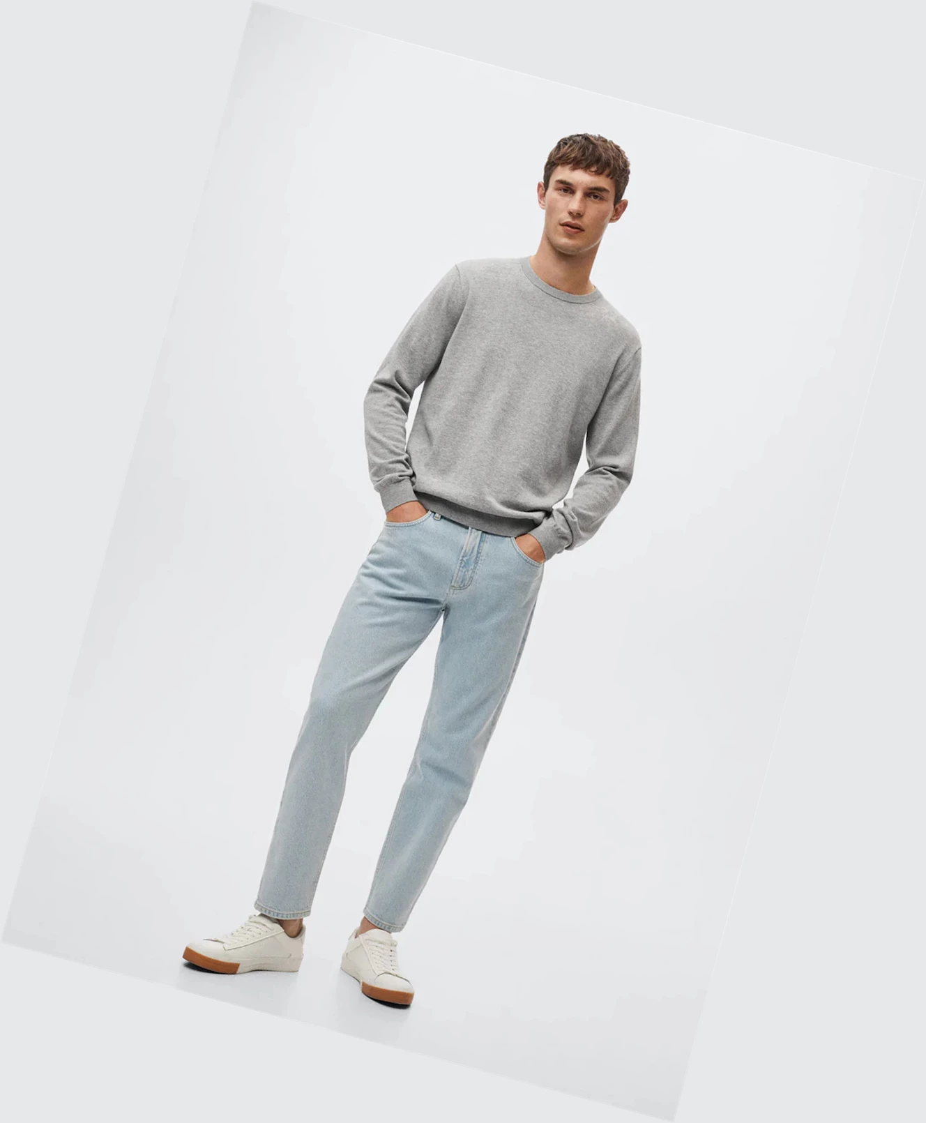 Svetre Mango Fine-knit Bavlnene Panske Siva | SK862595